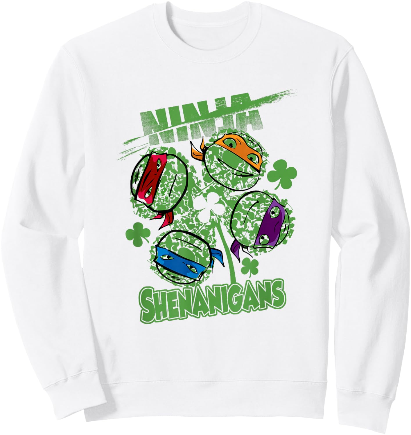 Teenage Mutant Ninja Turtles St. Patrick's Day Clover Faces Sweatshirt - Sweatshirt | White