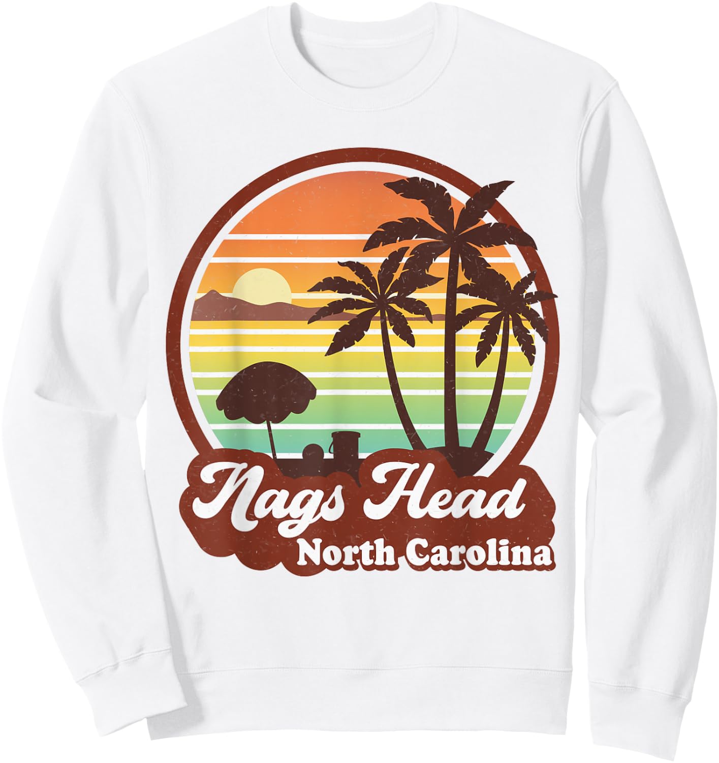Vintage Nags Head North Carolina NC Retro 70s Beach Souvenir Sweatshirt - Sweatshirt | White