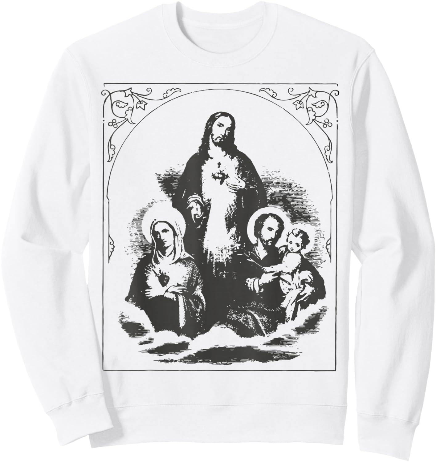 Holy Image Catholic Sagrada Family Familia Joseph Mary Jesus Sweatshirt - Sweatshirt | White
