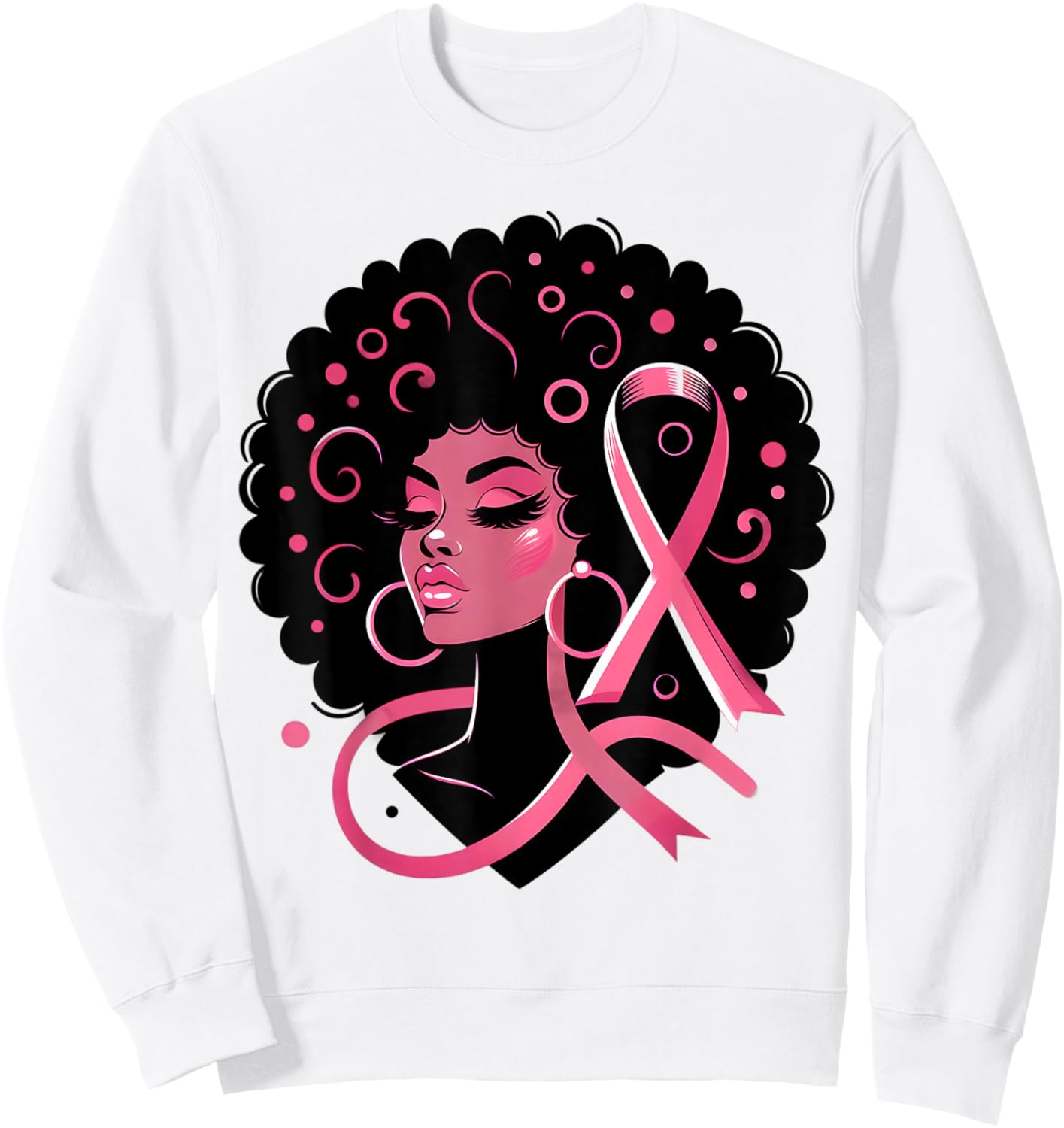 Breast Cancer Black African American Women Support Pink Sweatshirt - Sweatshirt | White