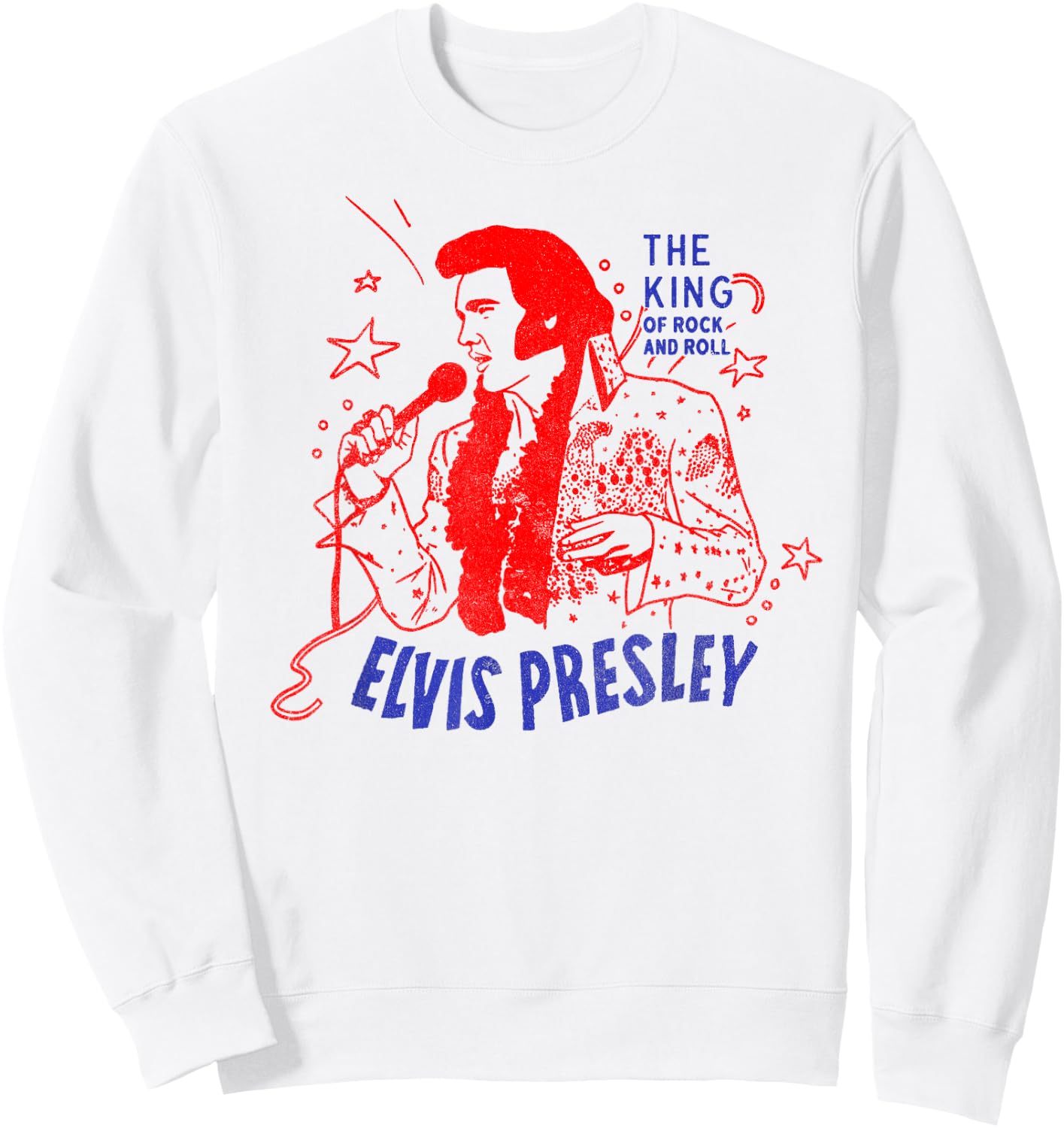 Elvis Presley Official King of Rock and Roll Sweatshirt - Sweatshirt | White