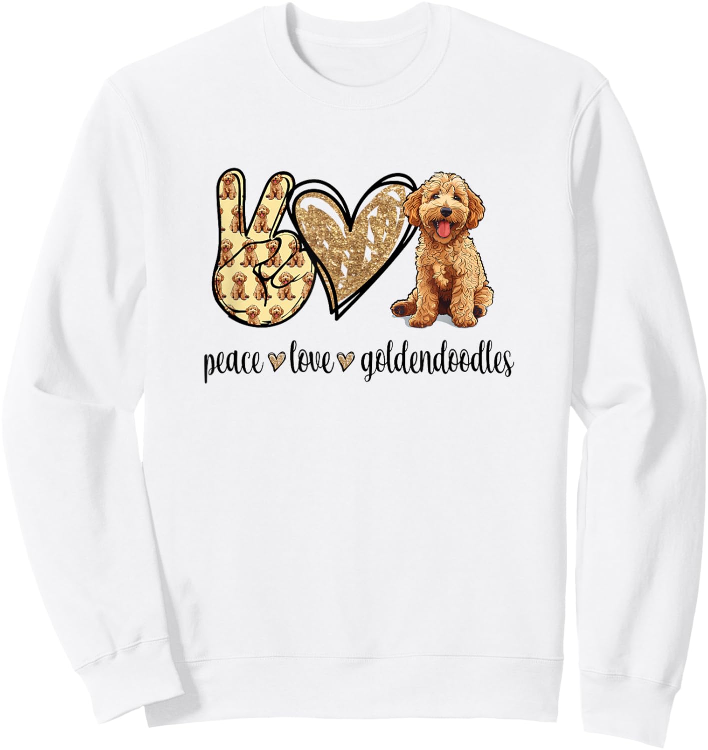 Funny Cute Girls Kids Peace Love Goldendoodles Lover Sweatshirt - Sweatshirt | White