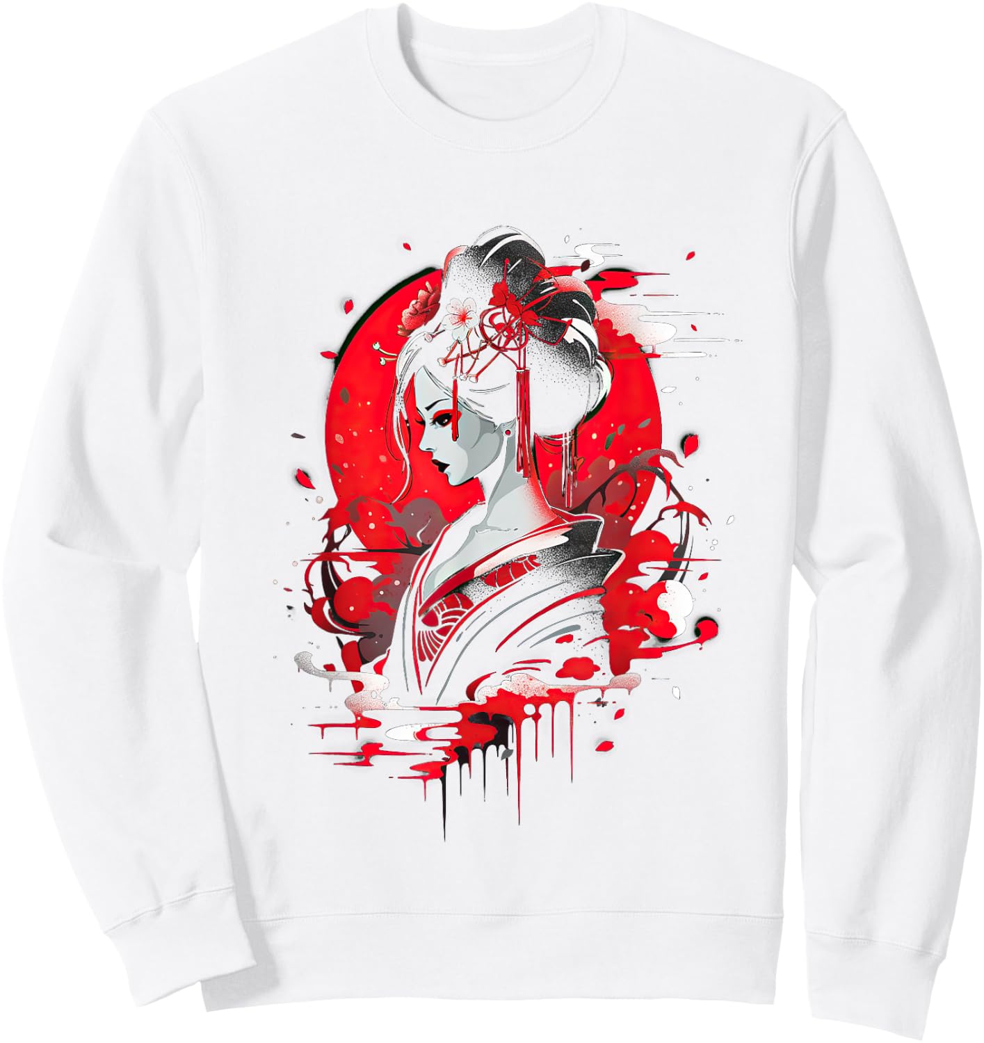 Japanese Geisha Japan Art Traditional Sweatshirt - Sweatshirt | White