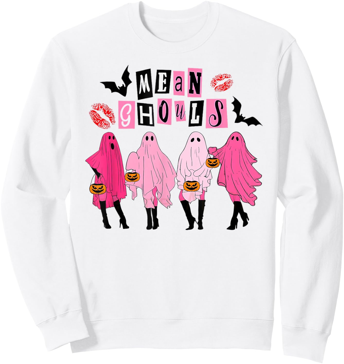 Cute Ghost Mean Ghouls Funny Halloween Spooky Season Sweatshirt - Sweatshirt | White