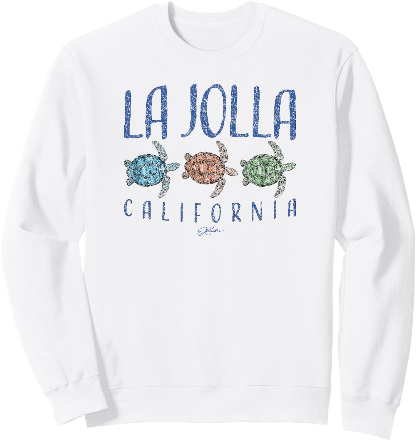 JCombs La Jolla CA Three Sea Turtles Sweatshirt - Sweatshirt | White