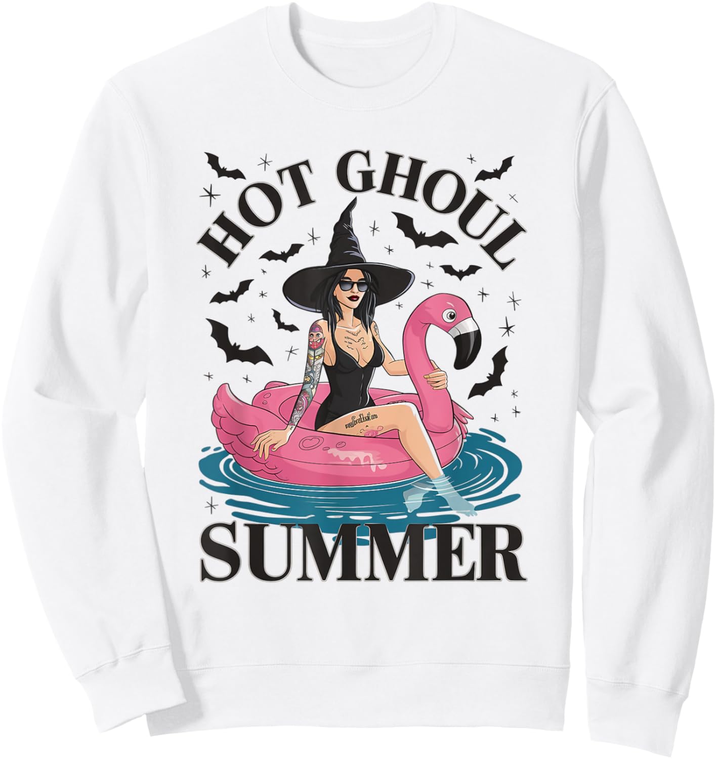 Hot Ghoul Summer Funny Witch Gothic Spooky Retro Halloween Sweatshirt - Sweatshirt | White
