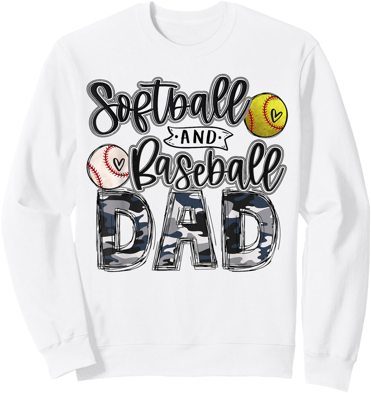 Baseball And Softball Dad of Both Softball Dad Baseball Dad Sweatshirt - Sweatshirt | White