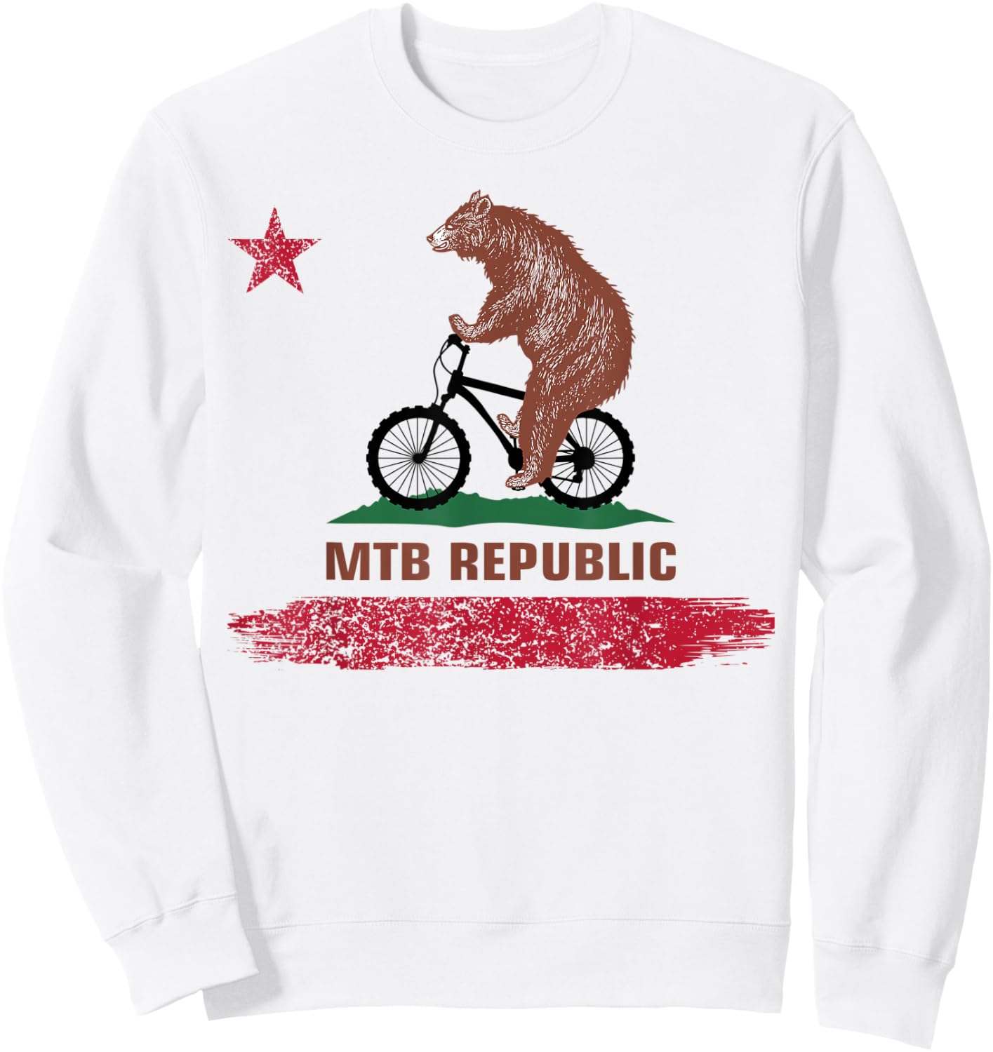 California Flag MTB Republic Mountain Bike - MTB Cyclist Sweatshirt - Sweatshirt | White
