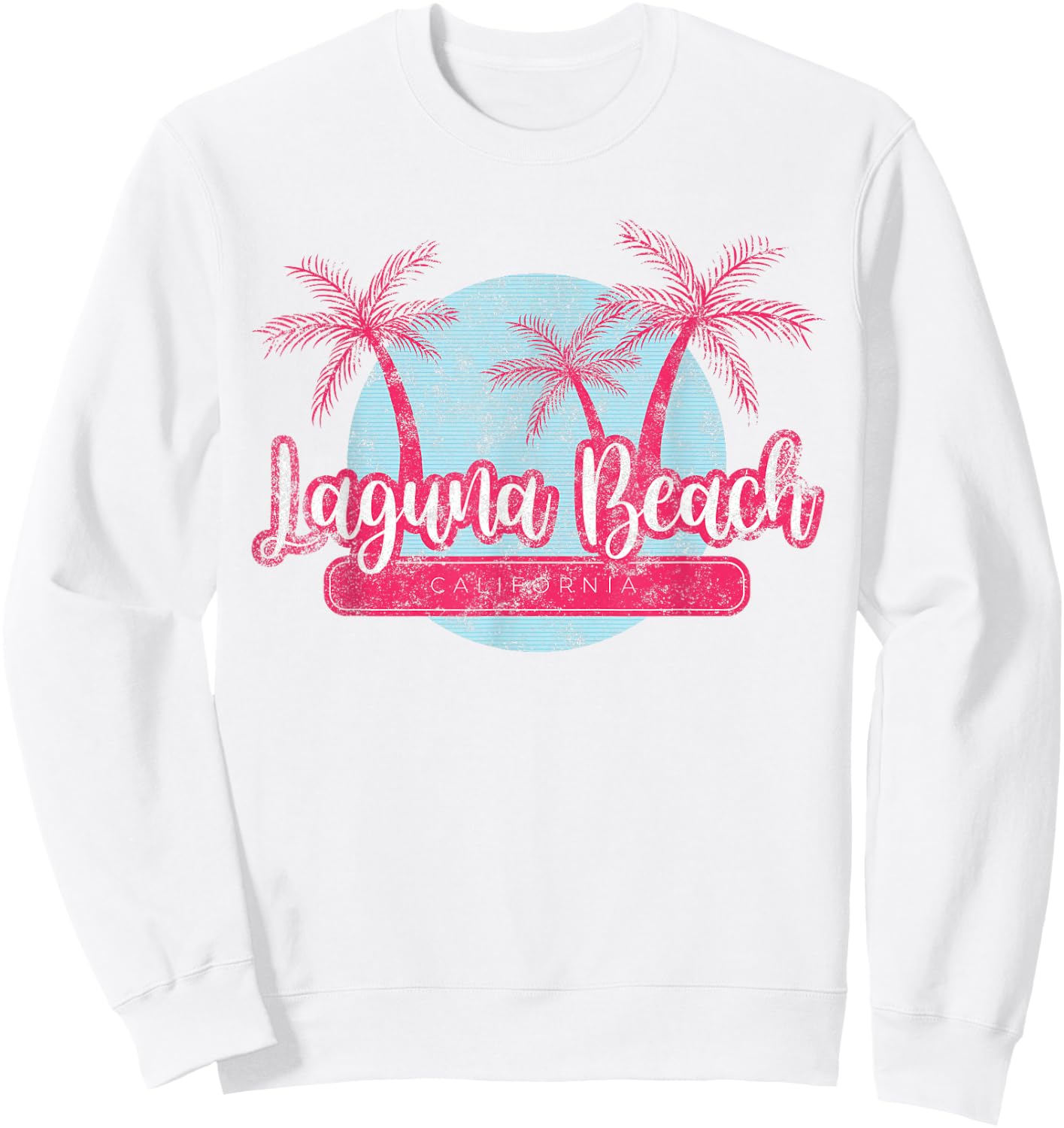 Laguna Beach California Retro Beach Palm Tree Vintage Surf Men Women Girls Kids Sweatshirt - Sweatshirt | White