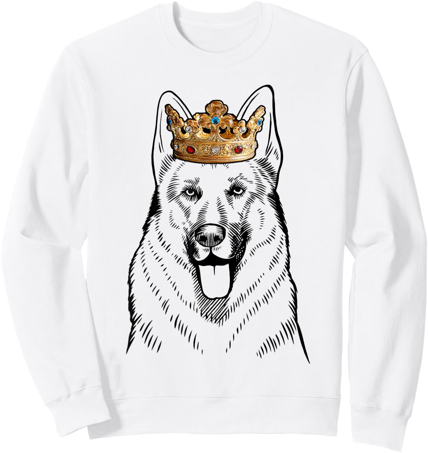 German Shepherd Dog Wearing Crown Sweatshirt - Sweatshirt | White