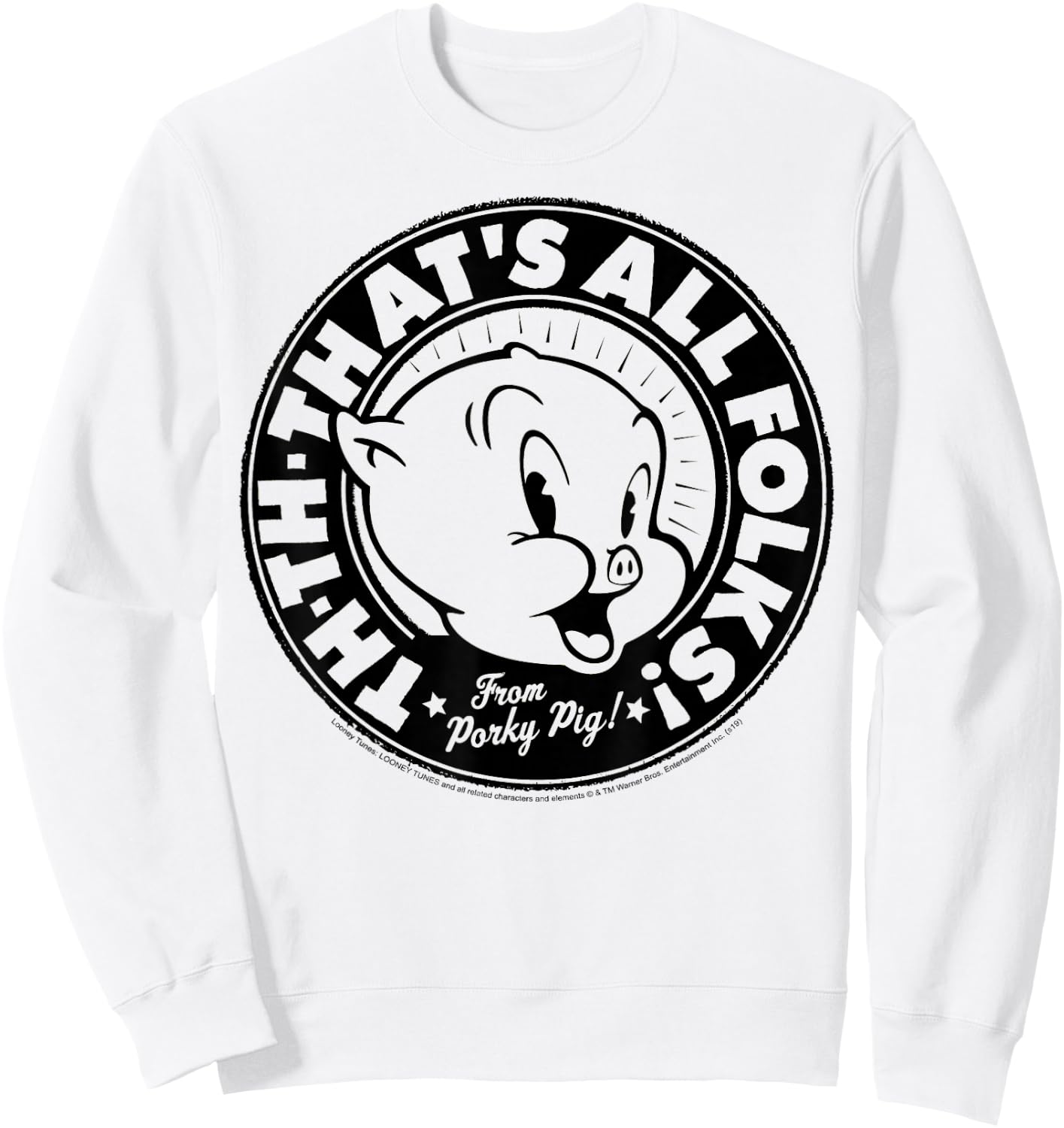 Looney Tunes Porky Pig Th-Th-That's All Folks Sweatshirt - Sweatshirt | White
