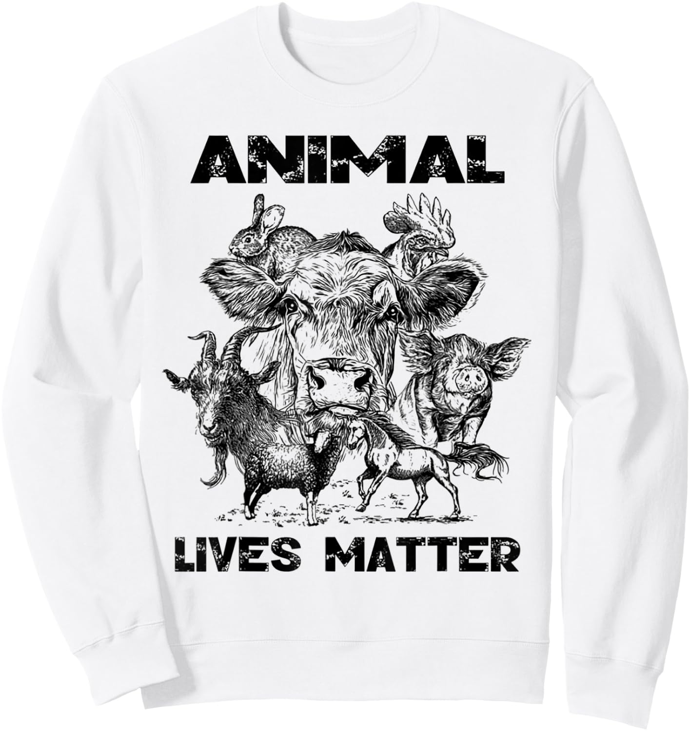 Animal Lives Matter Vegan Gift Sweatshirt - Sweatshirt | White