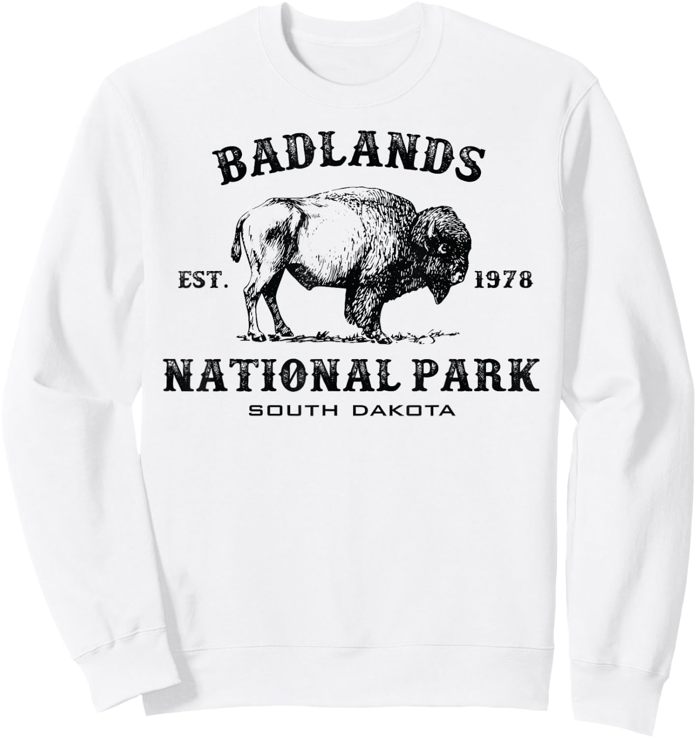Badlands National Park South Dakota American Bison Souvenir Sweatshirt - Sweatshirt | White