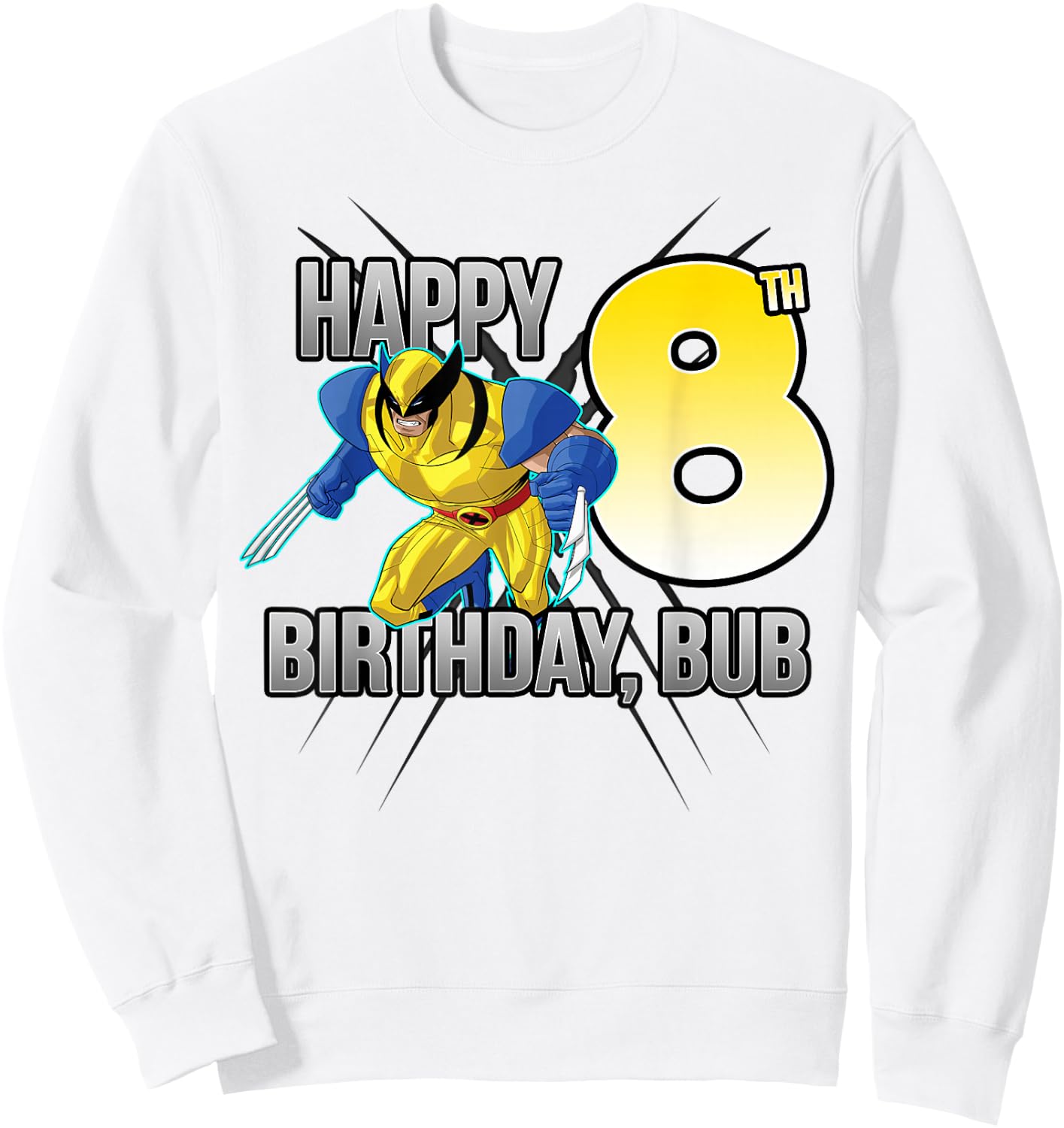 Marvel X-Men Wolverine Happy 8th Birthday Bub Sweatshirt - Sweatshirt | White