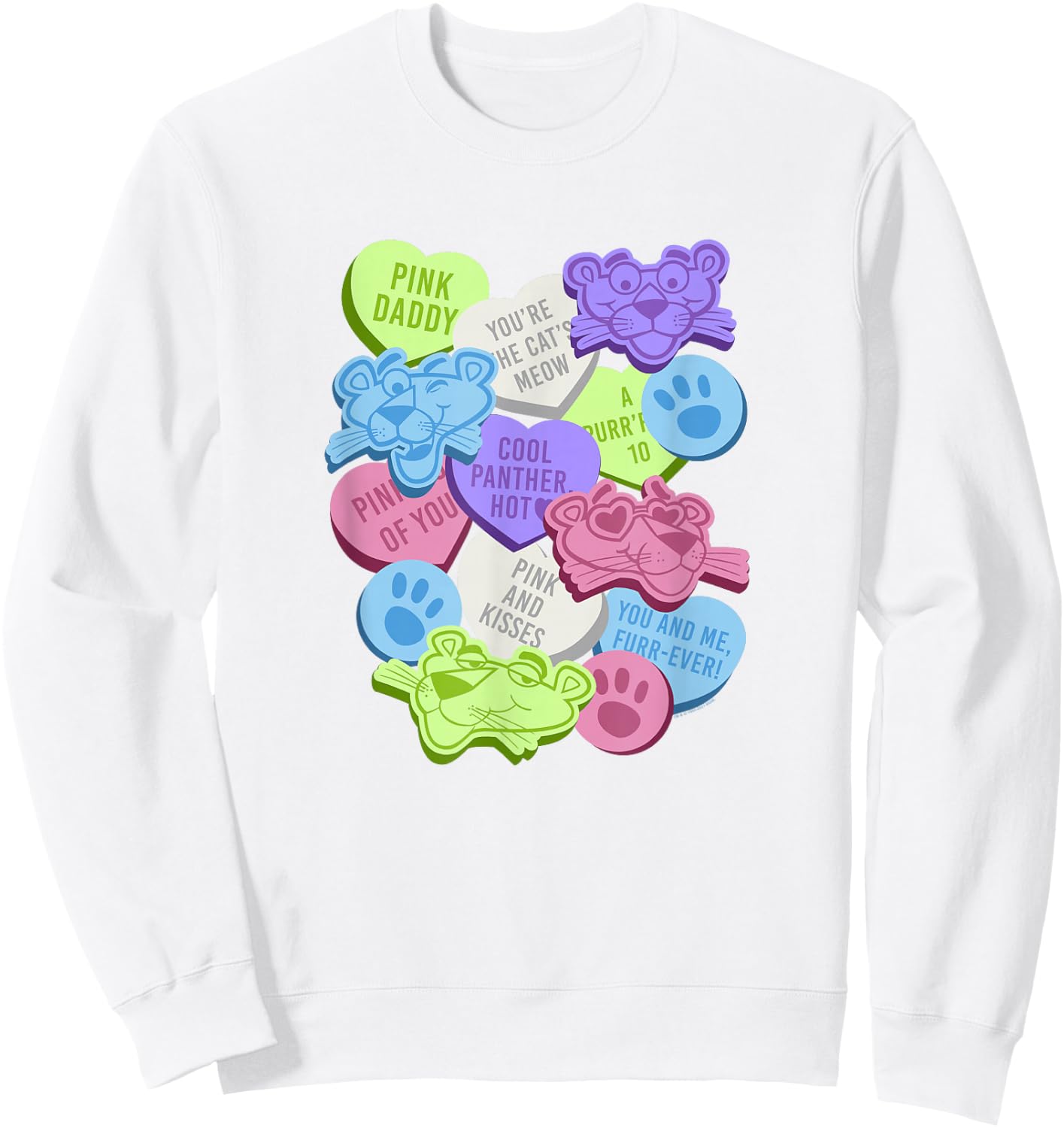 The Pink Panther Valentine's Day Candy Hearts Sweatshirt - Sweatshirt | White