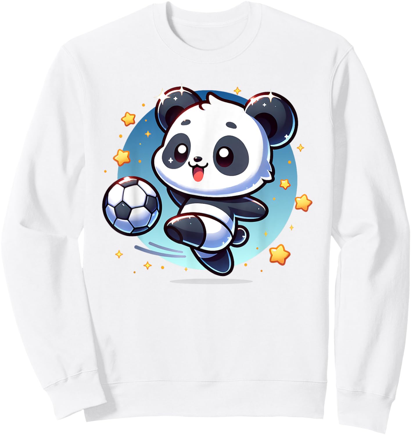Panda Soccer Player Kicking Soccer Ball Cute Girls Graphic Sweatshirt - Sweatshirt | White