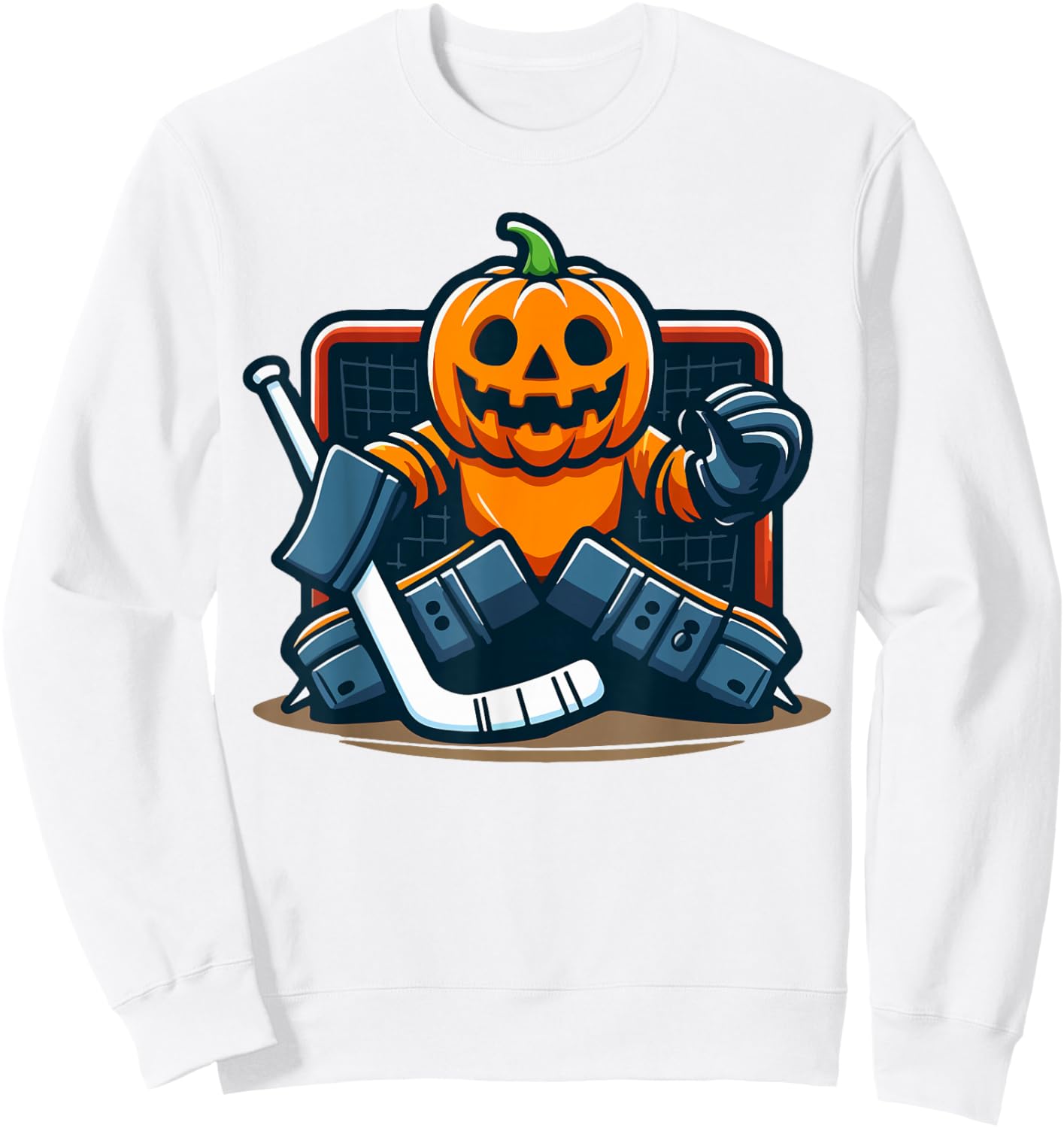 Halloween Pumpkin Ice Hockey Goalie Sweatshirt - Sweatshirt | White