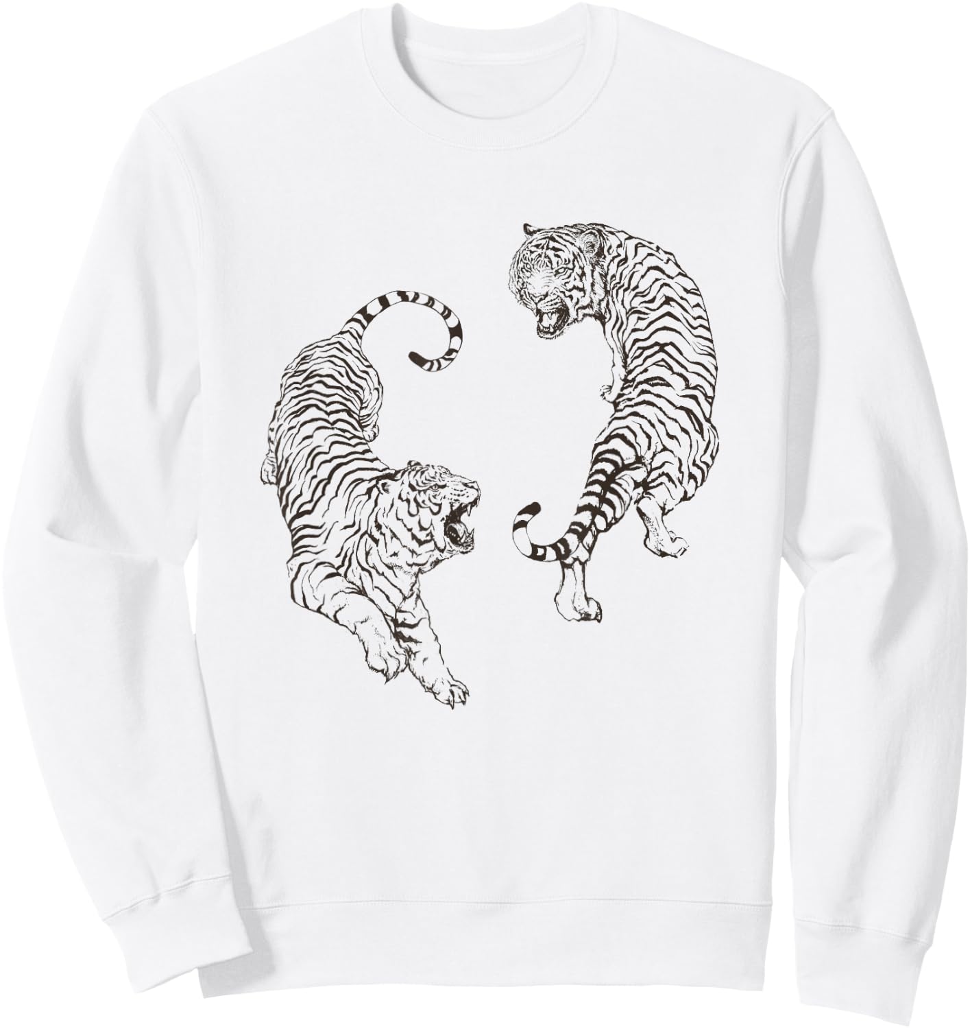 Aesthetic Tiger Shirt Thai Tigers Retro Tattoo Art Sweatshirt - Sweatshirt | White