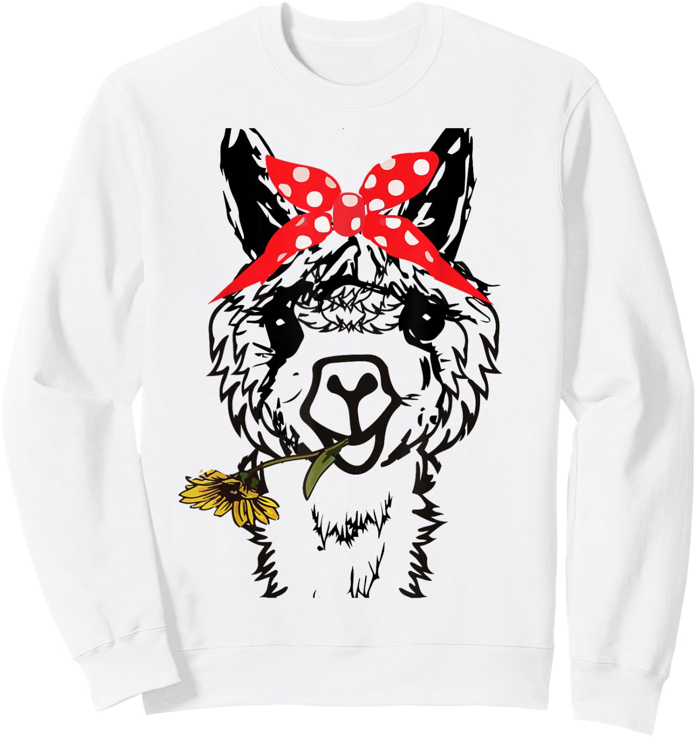 Women's Llama Bandana - Alpaca Llama Animal Graphics Funny Sweatshirt - Sweatshirt | White
