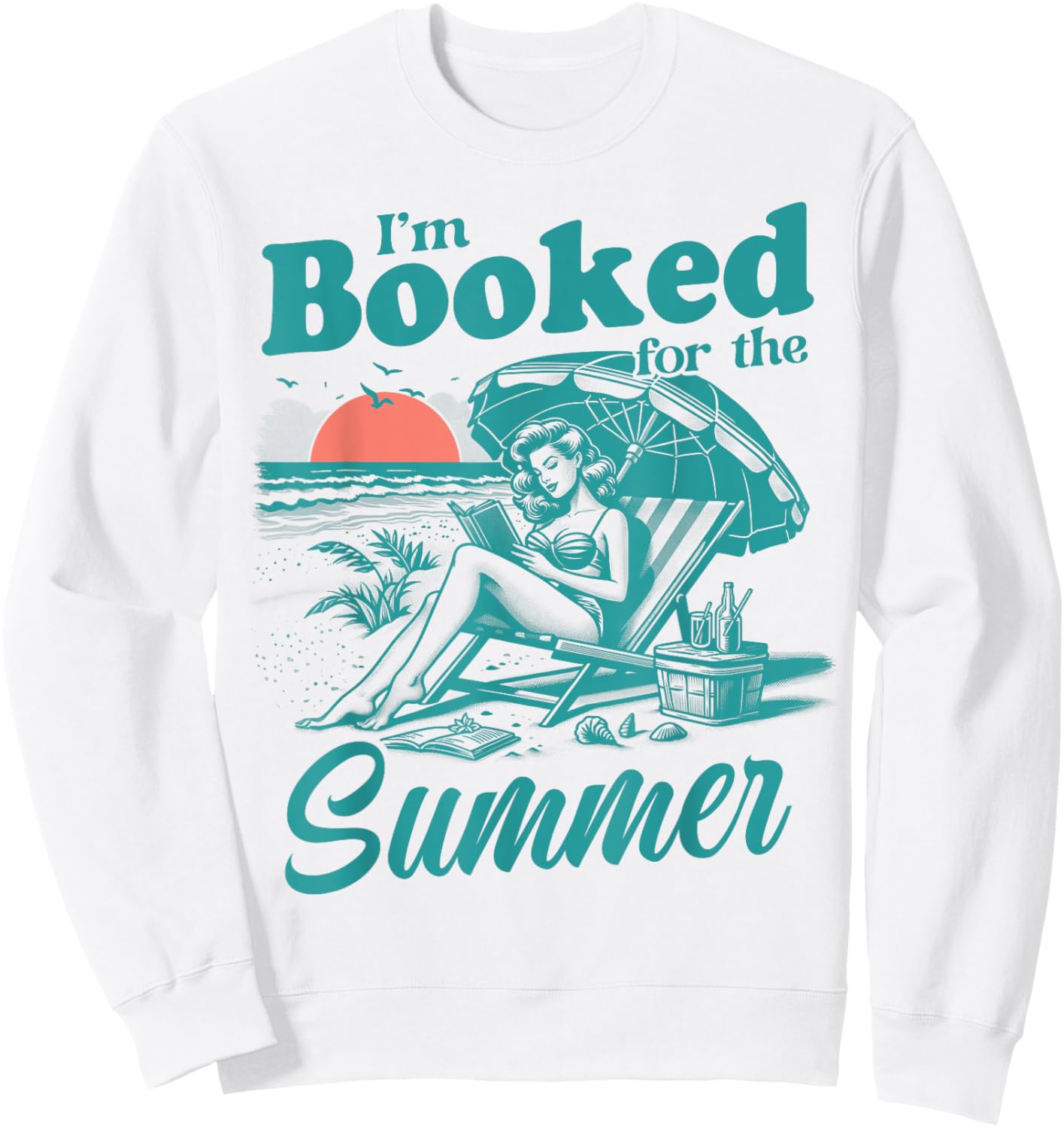 I'm Booked For The Summer Book Girl Summer Coquette Sweatshirt - Sweatshirt | White