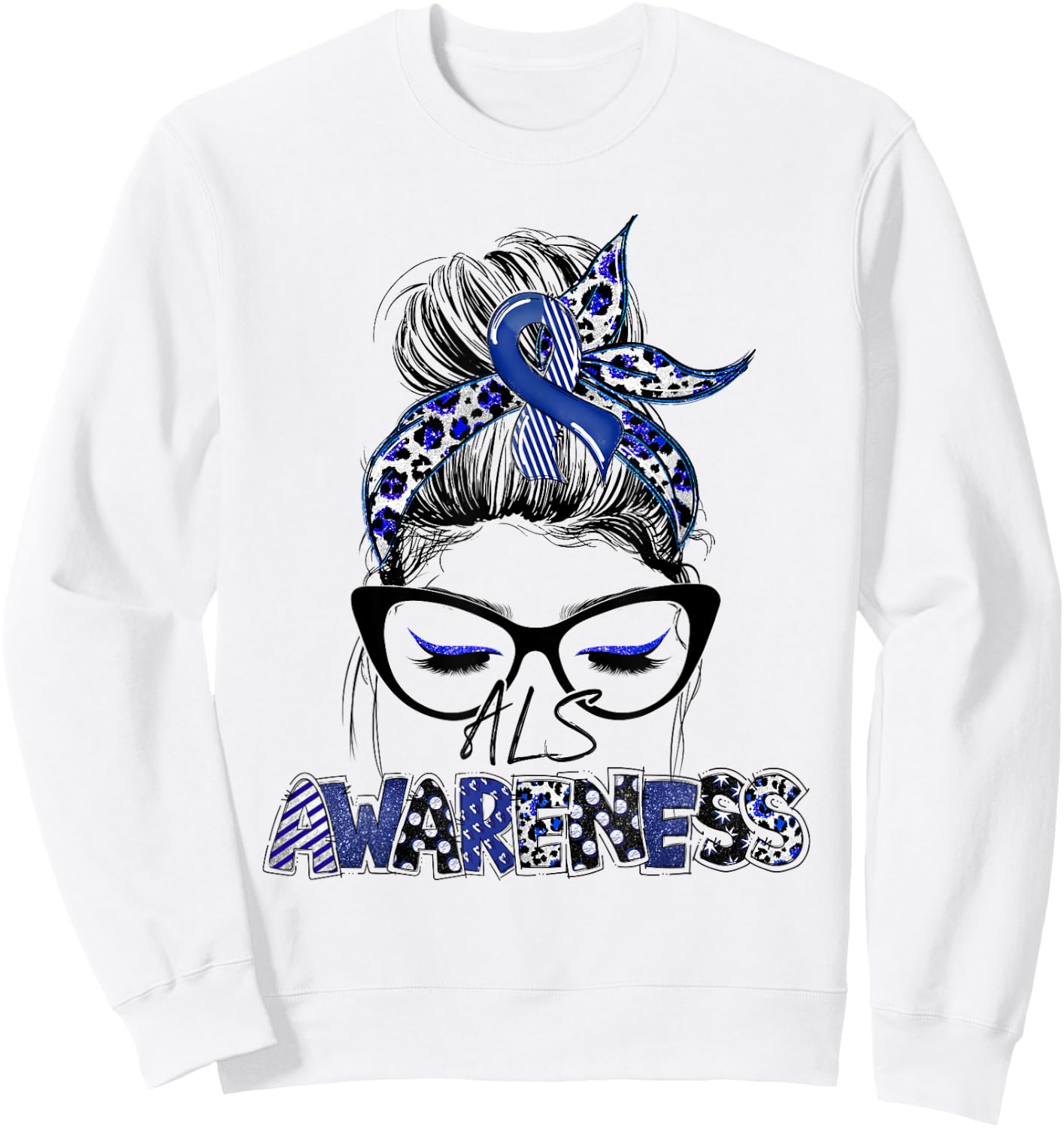 Classy Leopard Pattern ALS Awareness Sweatshirt - Sweatshirt | White