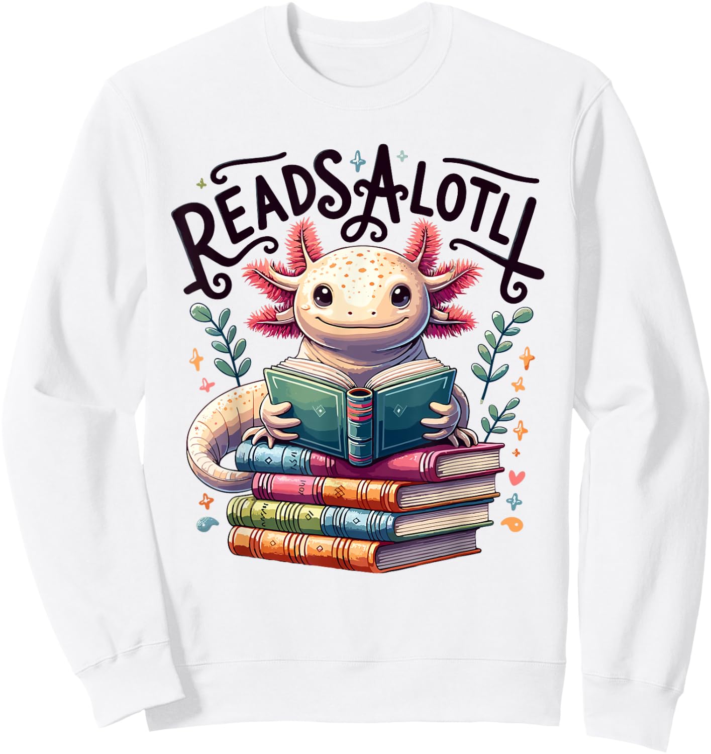 Axolotl Books Readsalotl Reading Bookworm Boys Girls Kids Sweatshirt - Sweatshirt | White