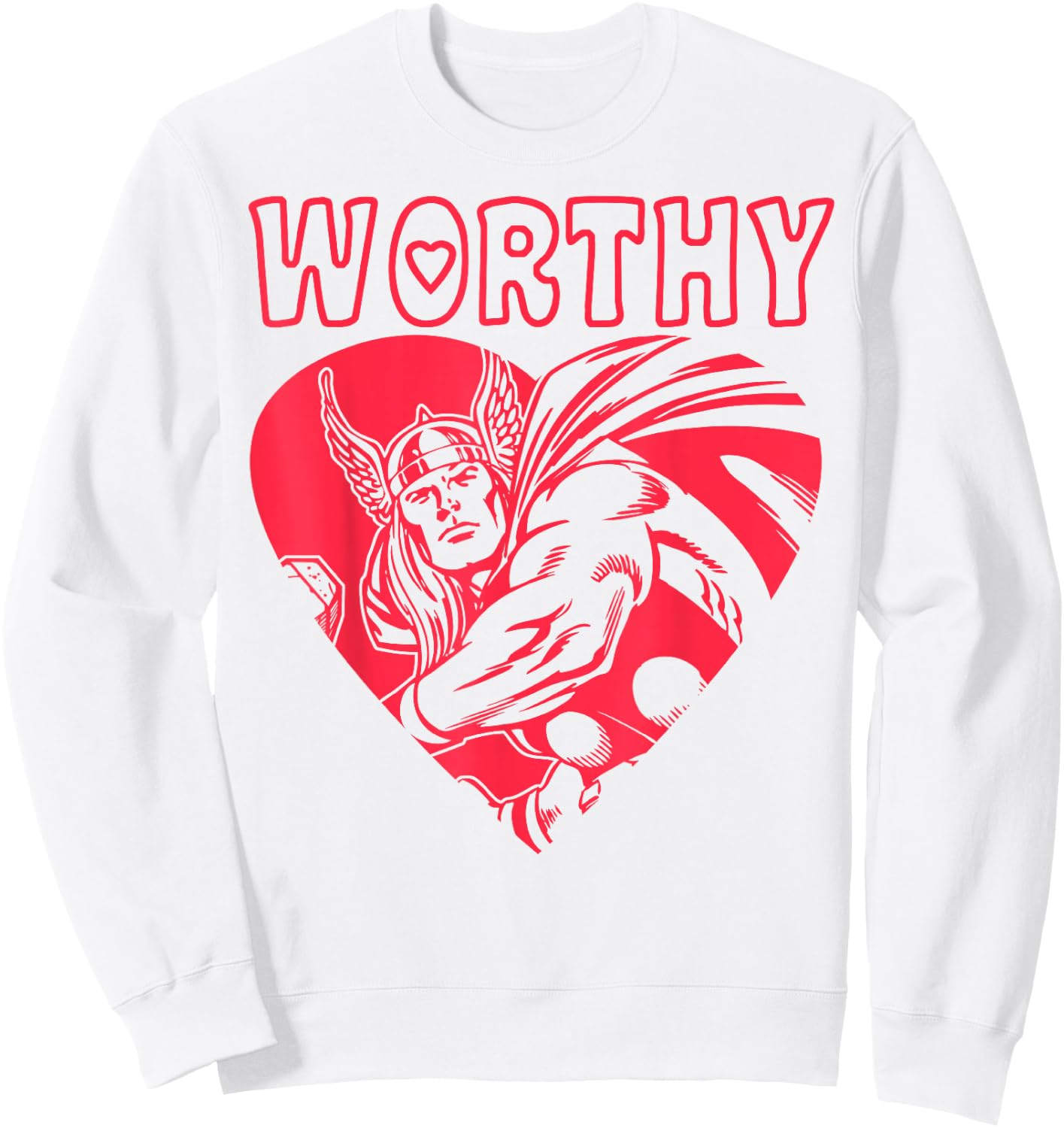 Marvel Valentine's Day Avengers Thor Worthy Portrait Sweatshirt - Sweatshirt | White
