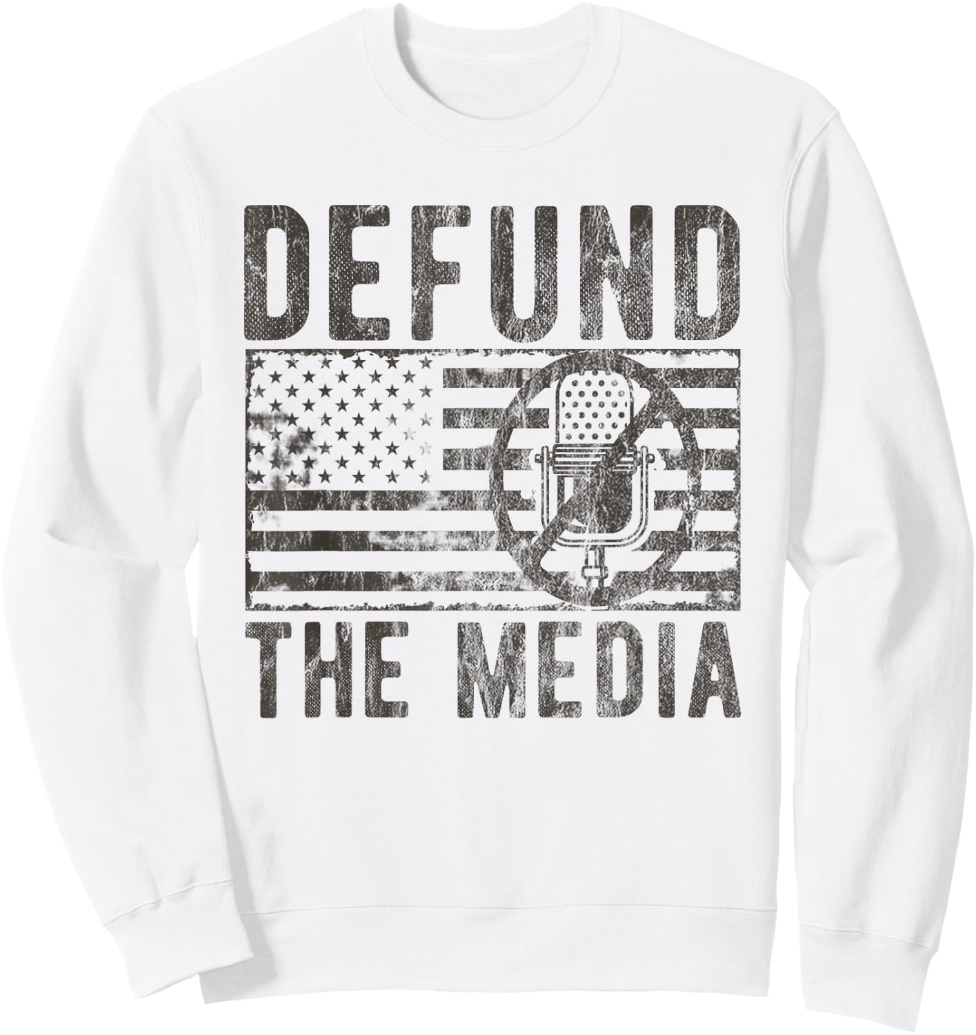 Anti Fake News Political Protest Distressed Defund The Media Sweatshirt - Sweatshirt | White