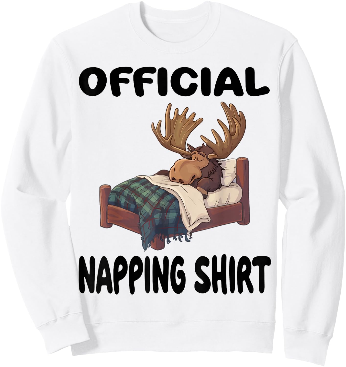 Moose Official Napping shirt Pajamas Nightgown Sweatshirt - Sweatshirt | White