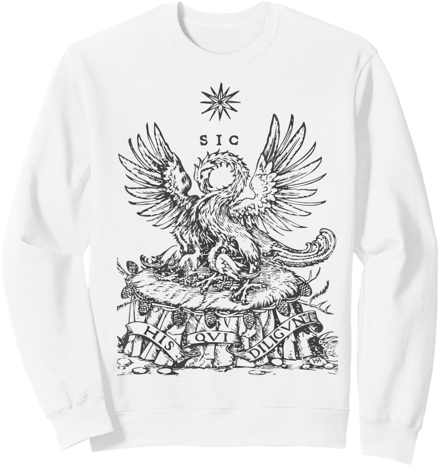 Pelican Traditional Latin Mass Catholic Symbols Woodcut Sweatshirt - Sweatshirt | White
