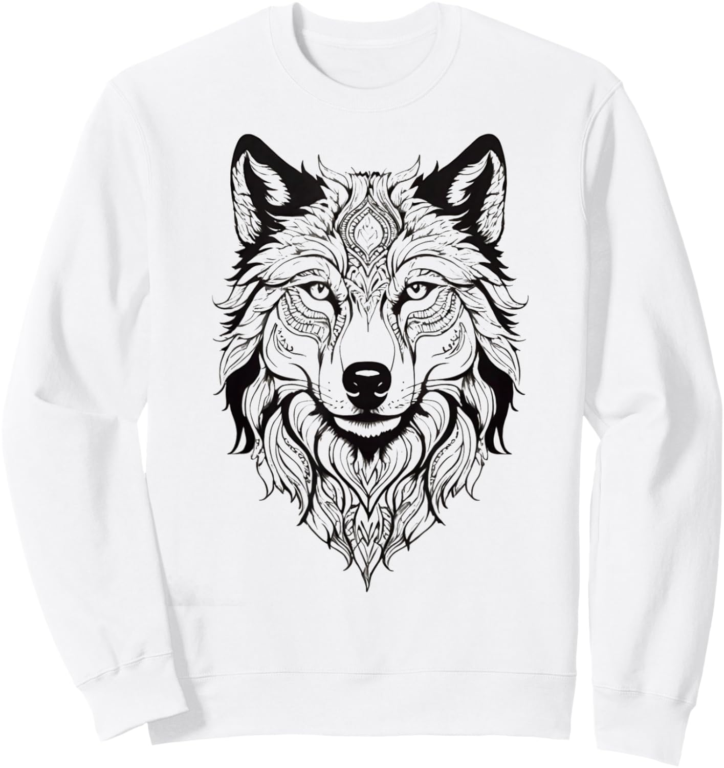 Floral Wolf Vintage Flowers Wolf Face for Wolves Lover Sweatshirt - Sweatshirt | White