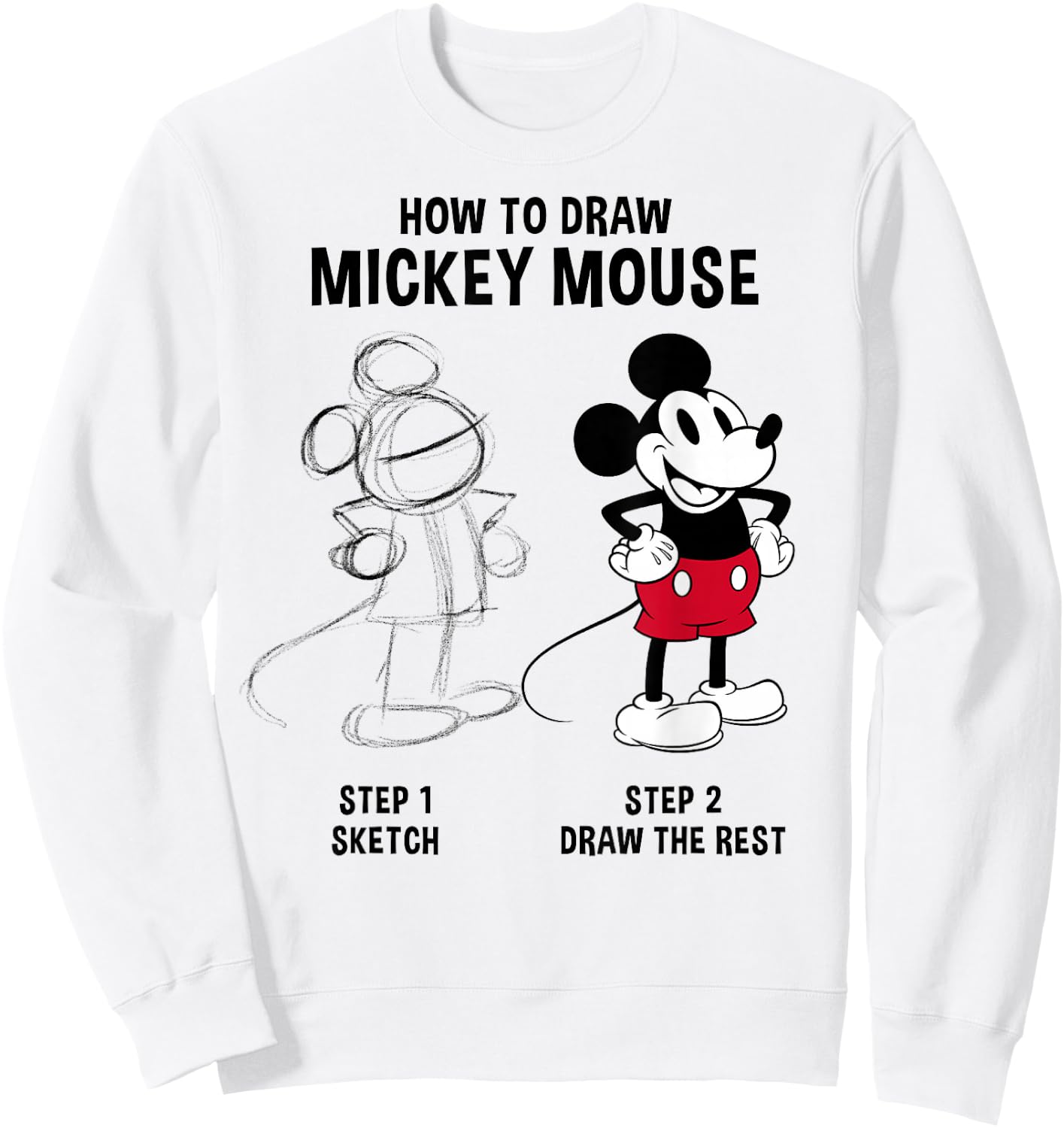Disney Mickey And Friends How To Draw Mickey Mouse Sweatshirt - Sweatshirt | White