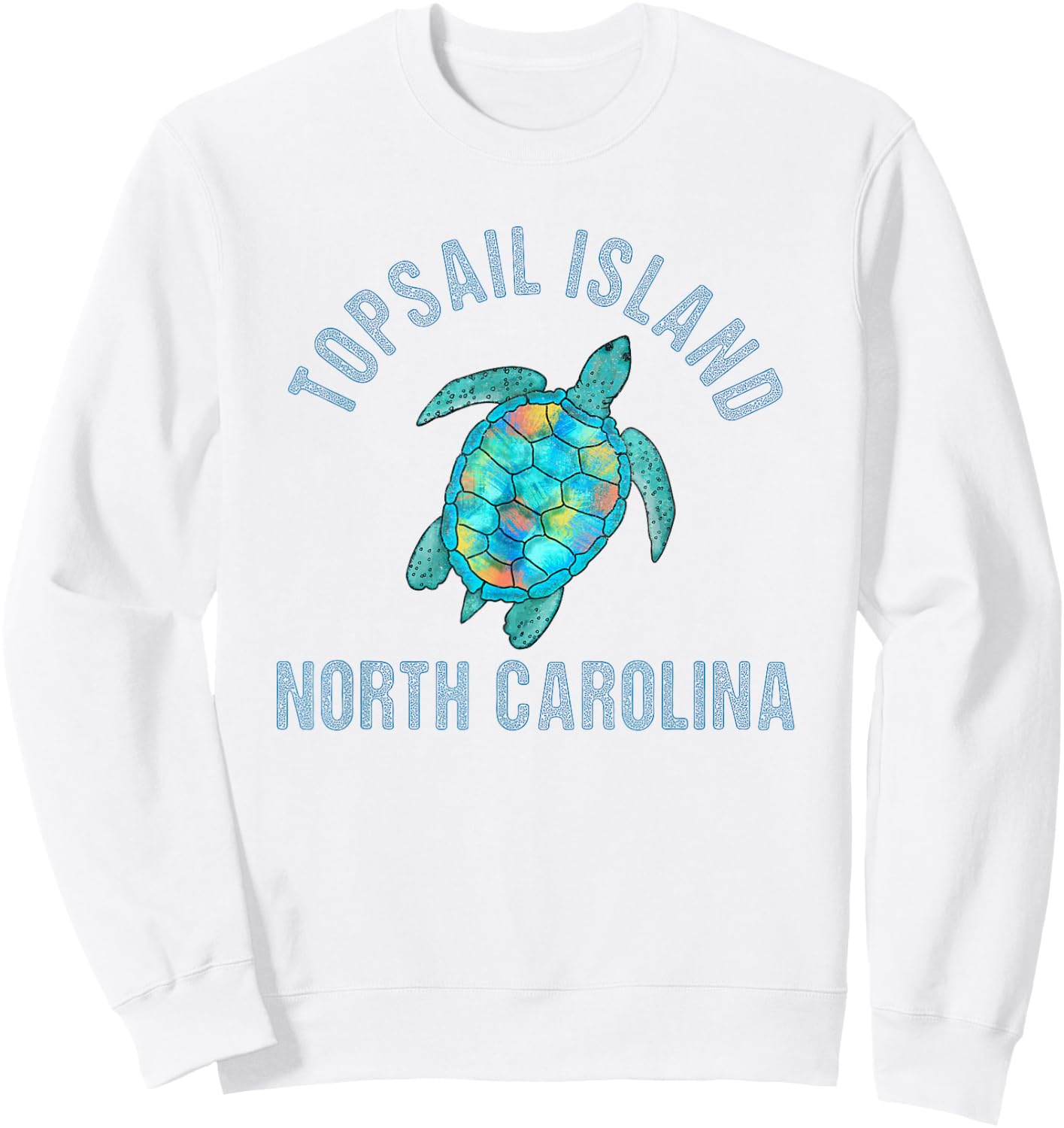 Topsail Island Beach Design / Sea Turtle Illustration Gift Sweatshirt - Sweatshirt | White