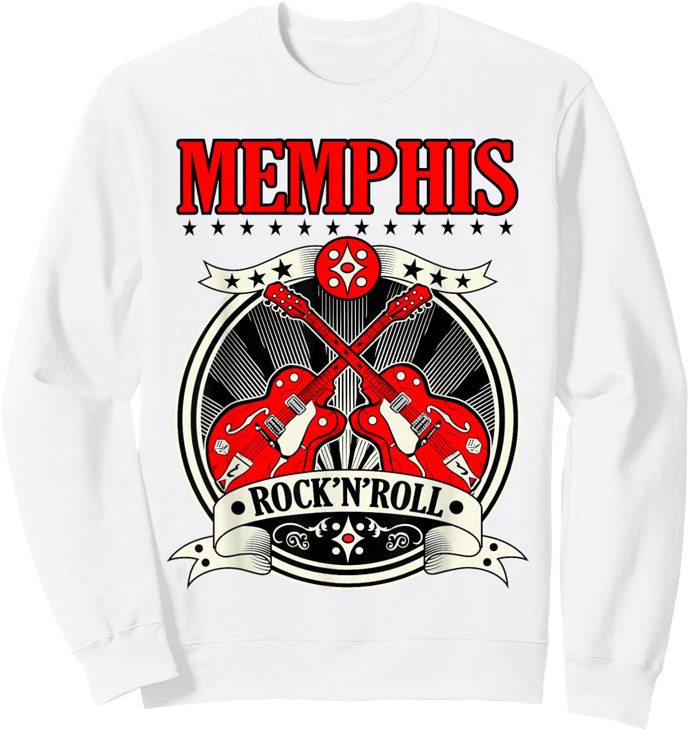 50s Rockabilly Style Memphis Gifts Sock Hop Party Guitar Sweatshirt - Sweatshirt | White