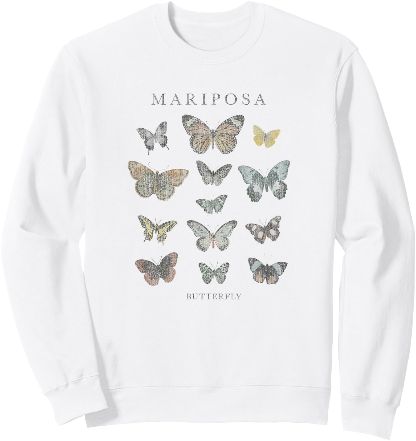 Fifth Sun Mariposa Butterfly Portrait Grid Sweatshirt - Sweatshirt | White