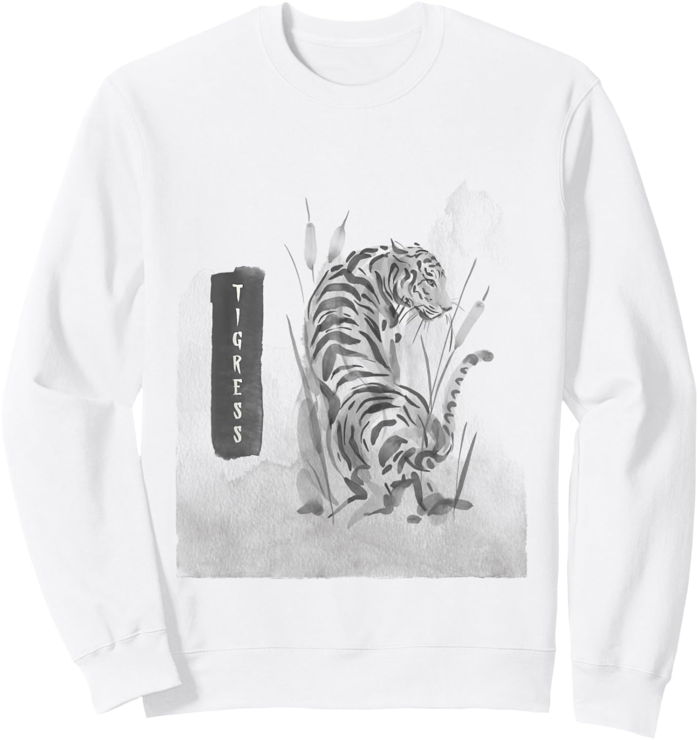Women Tiger Graphic Summer Top Asian Inspired Tigress Gift Sweatshirt - Sweatshirt | White