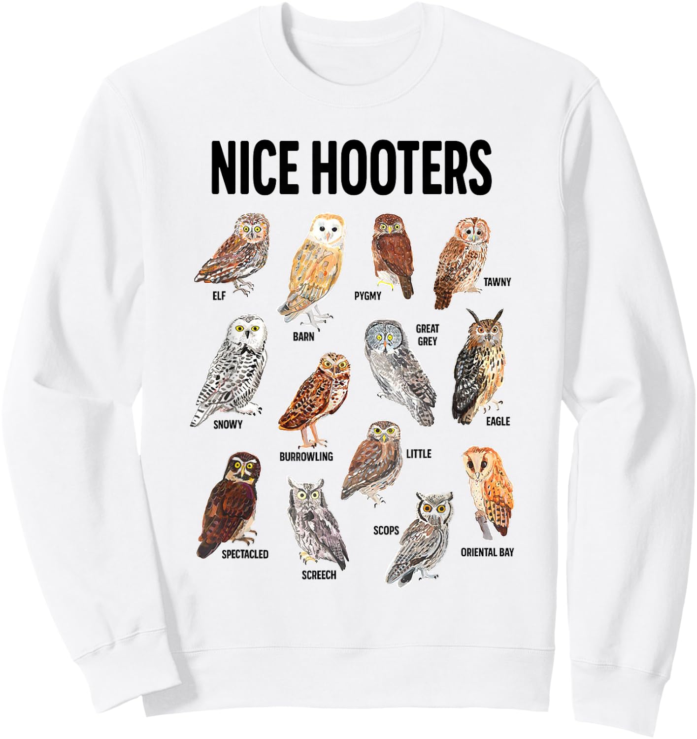 Nice Hooters Owl Pun Joke Funny Bird Watching Birdwatcher Sweatshirt - Sweatshirt | White