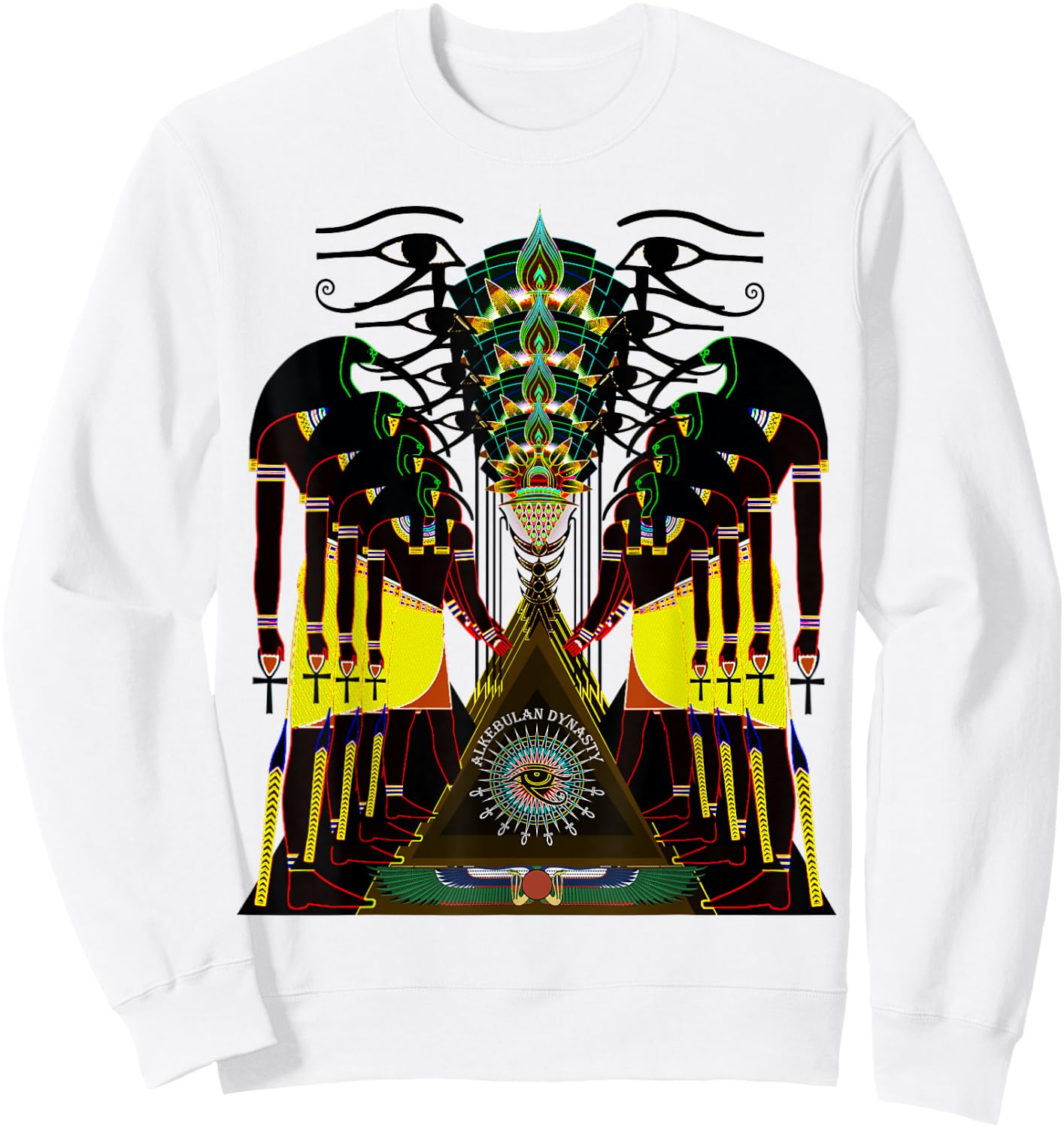 Psychedelic Fractal Ancient Egyptian God Thoth Tehuti Sweatshirt - Sweatshirt | White