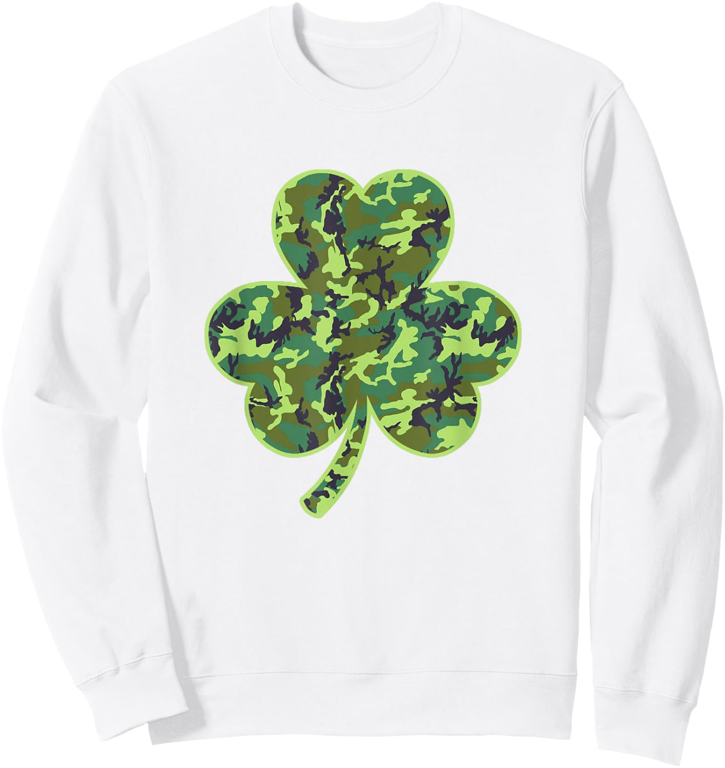 Camo Shamrock Camouflage Hunt St Patrick's Good Luck Hunting Sweatshirt - Sweatshirt | White