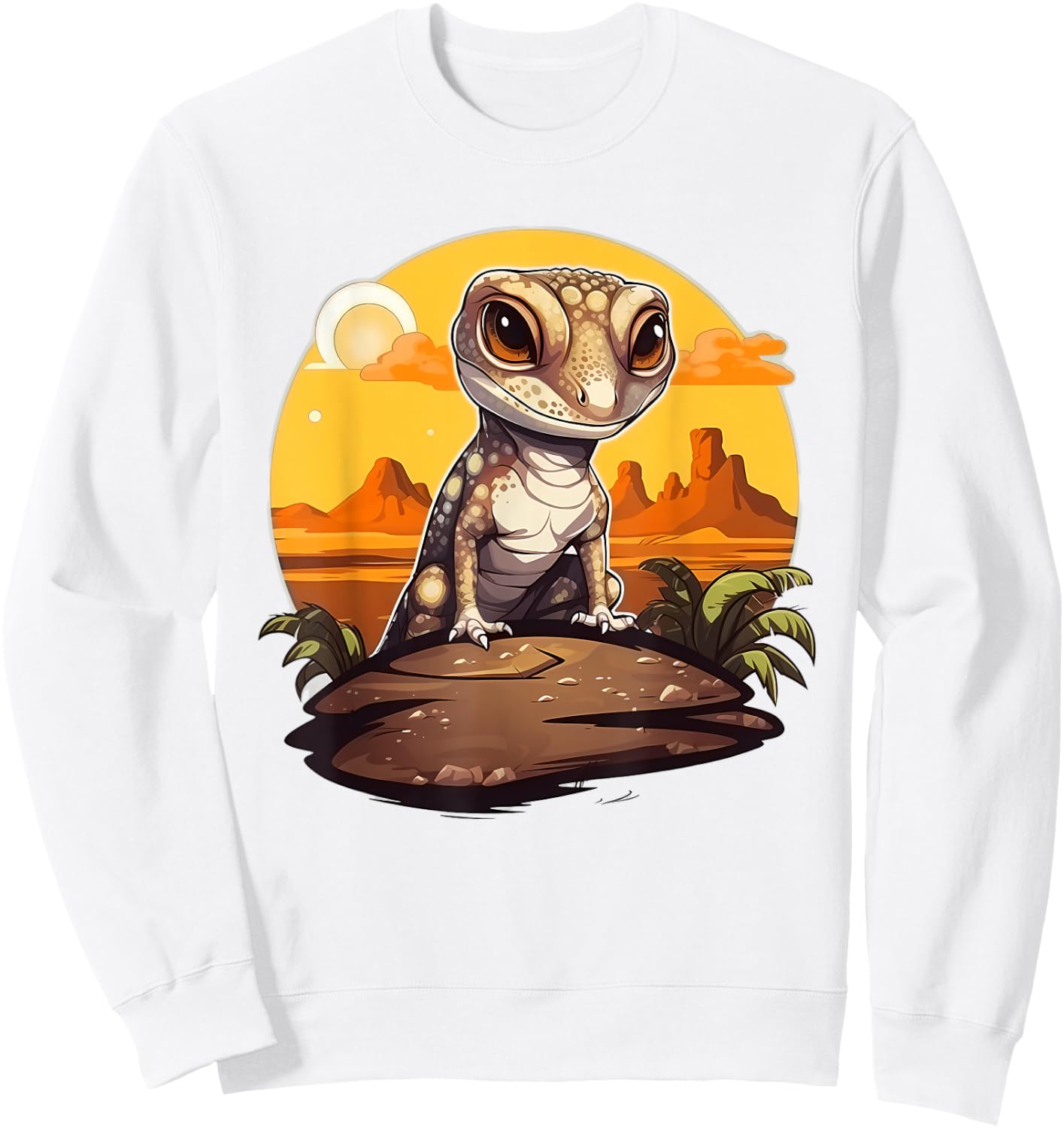 Retro Style African Fat-tailed Gecko Sweatshirt - Sweatshirt | White