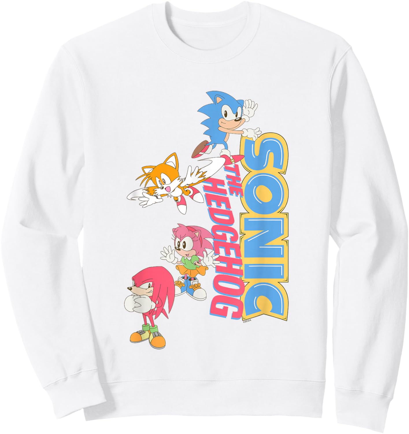 Sonic The Hedgehog Sonic & Friends Cute Retro Group Shot Sweatshirt - Sweatshirt | White