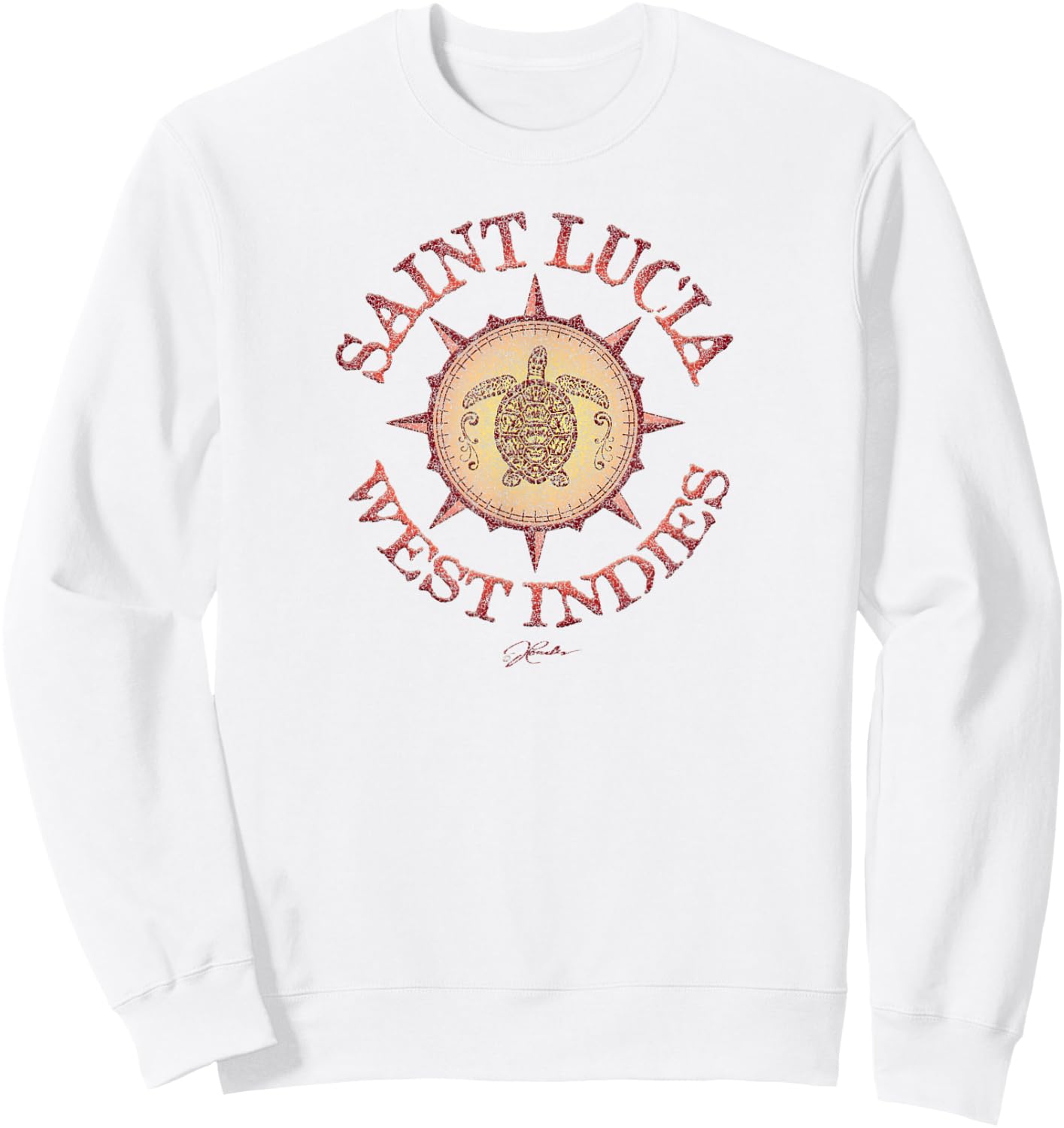 JCombs: Saint Lucia, West Indies, Sea Turtle on Windrose Sweatshirt - Sweatshirt | White