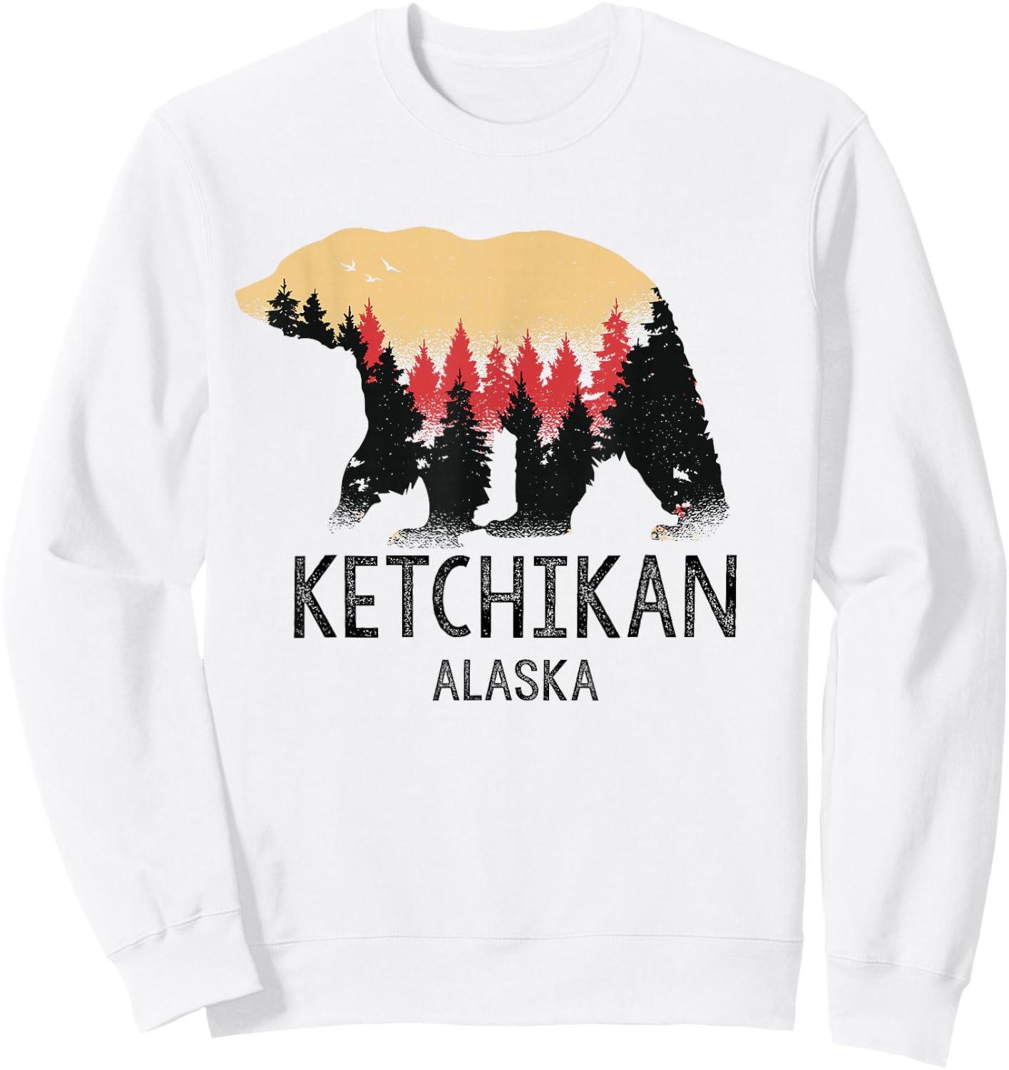Ketchikan Alaska Vintage Grizzly Bear Nature Souvenir Gift Sweatshirt - Sweatshirt | White