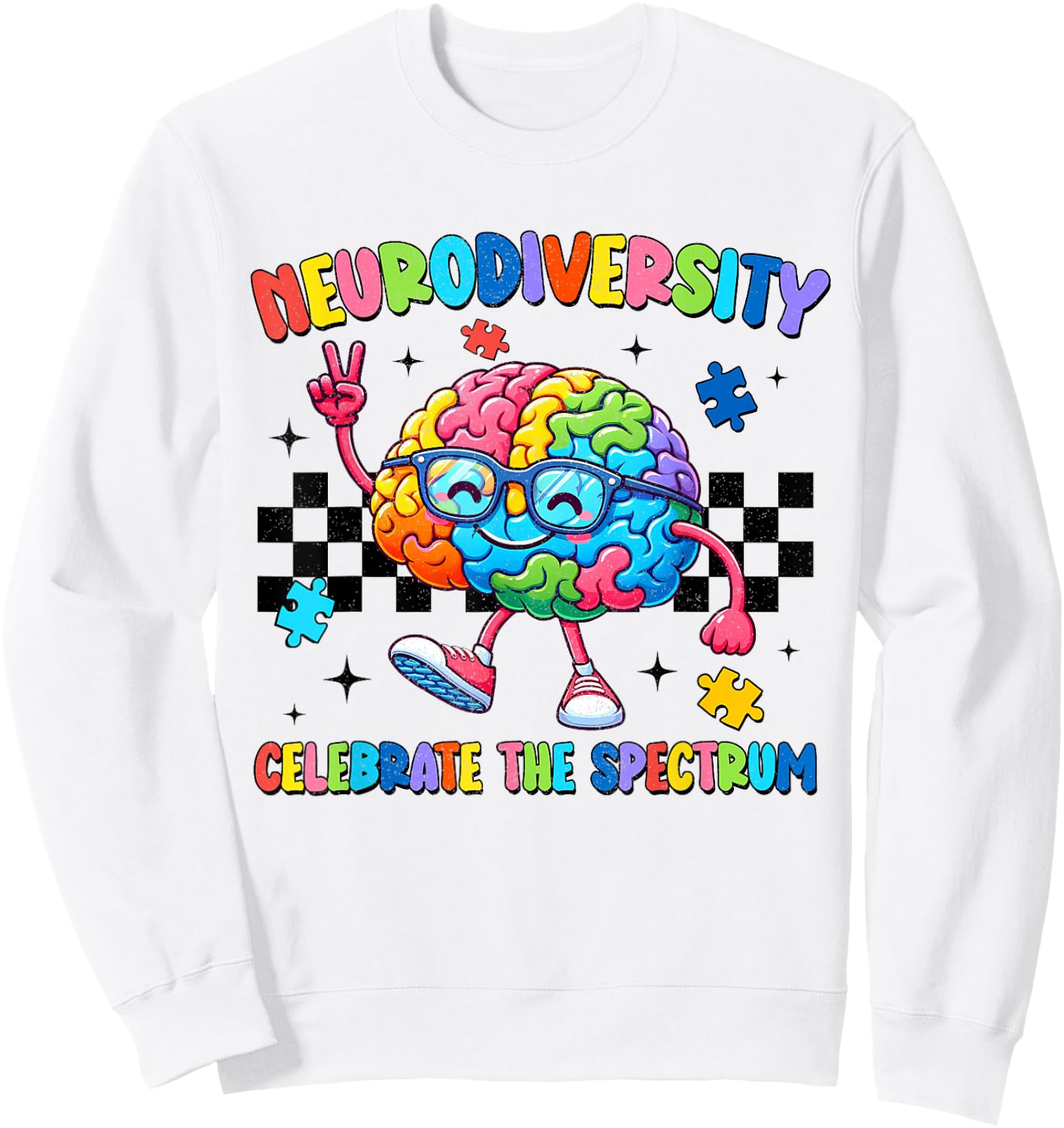 Neurodiversity Brain Autism Awareness ASD ADHD Men Women Kid Sweatshirt - Sweatshirt | White