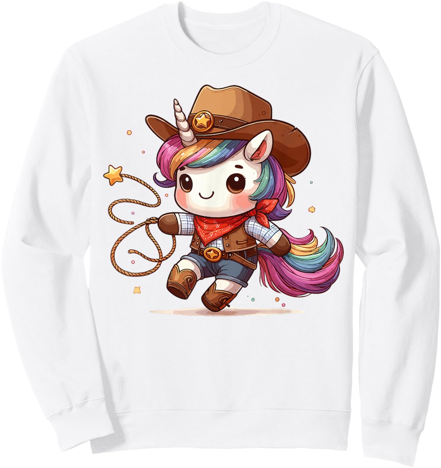 Western Rodeo Cowboy Hat Unicorn Texas Animals Sweatshirt - Sweatshirt | White