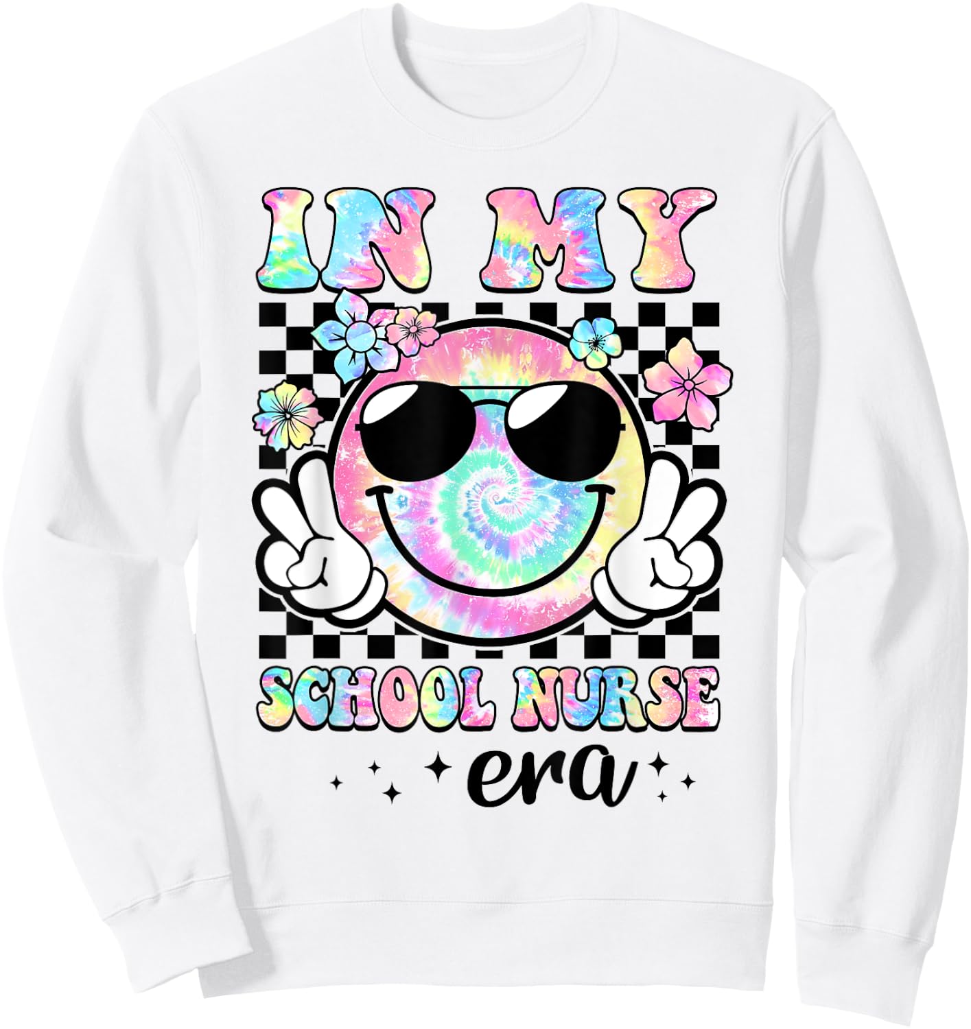 In My School Nurse Era Groovy Retro Back To School Funny Sweatshirt - Sweatshirt | White