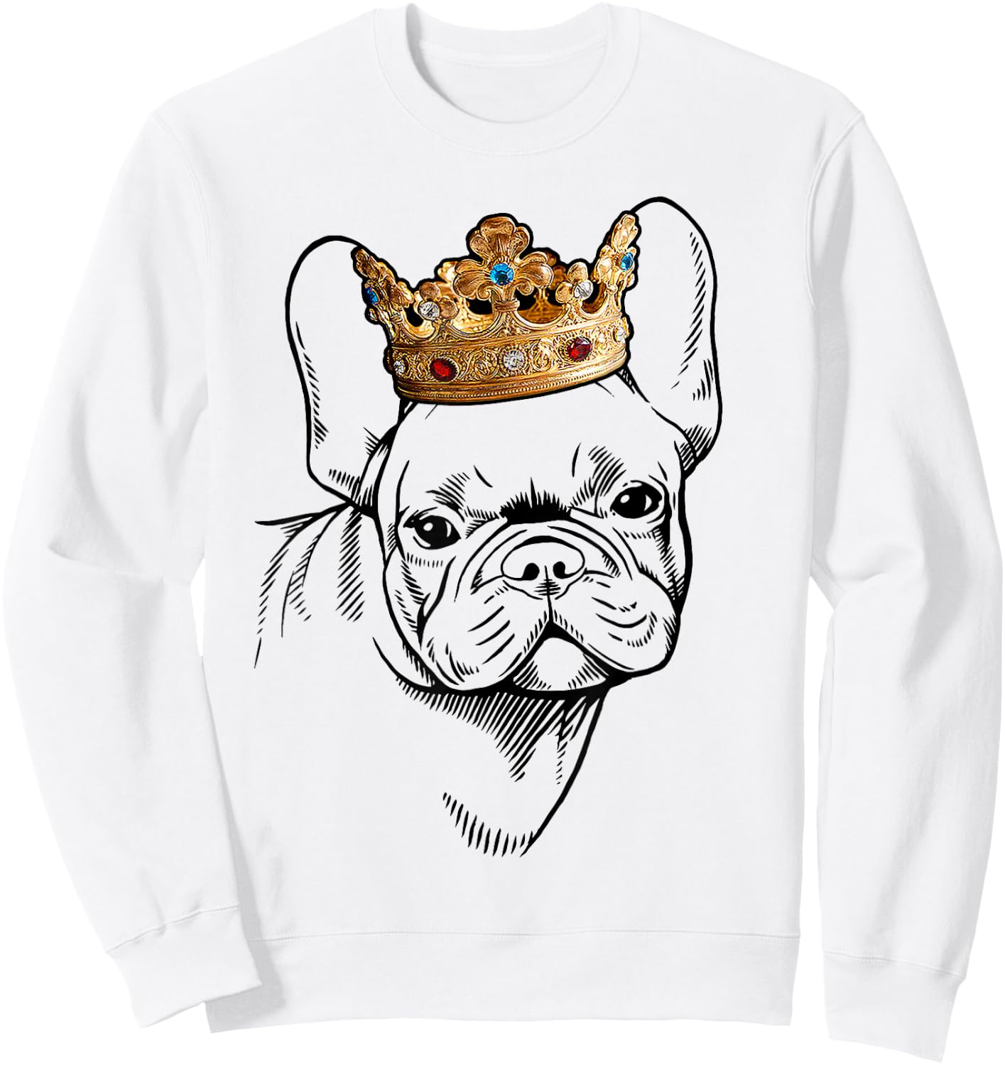 French Bulldog Wearing Crown Women Kids Sweatshirt - Sweatshirt | White