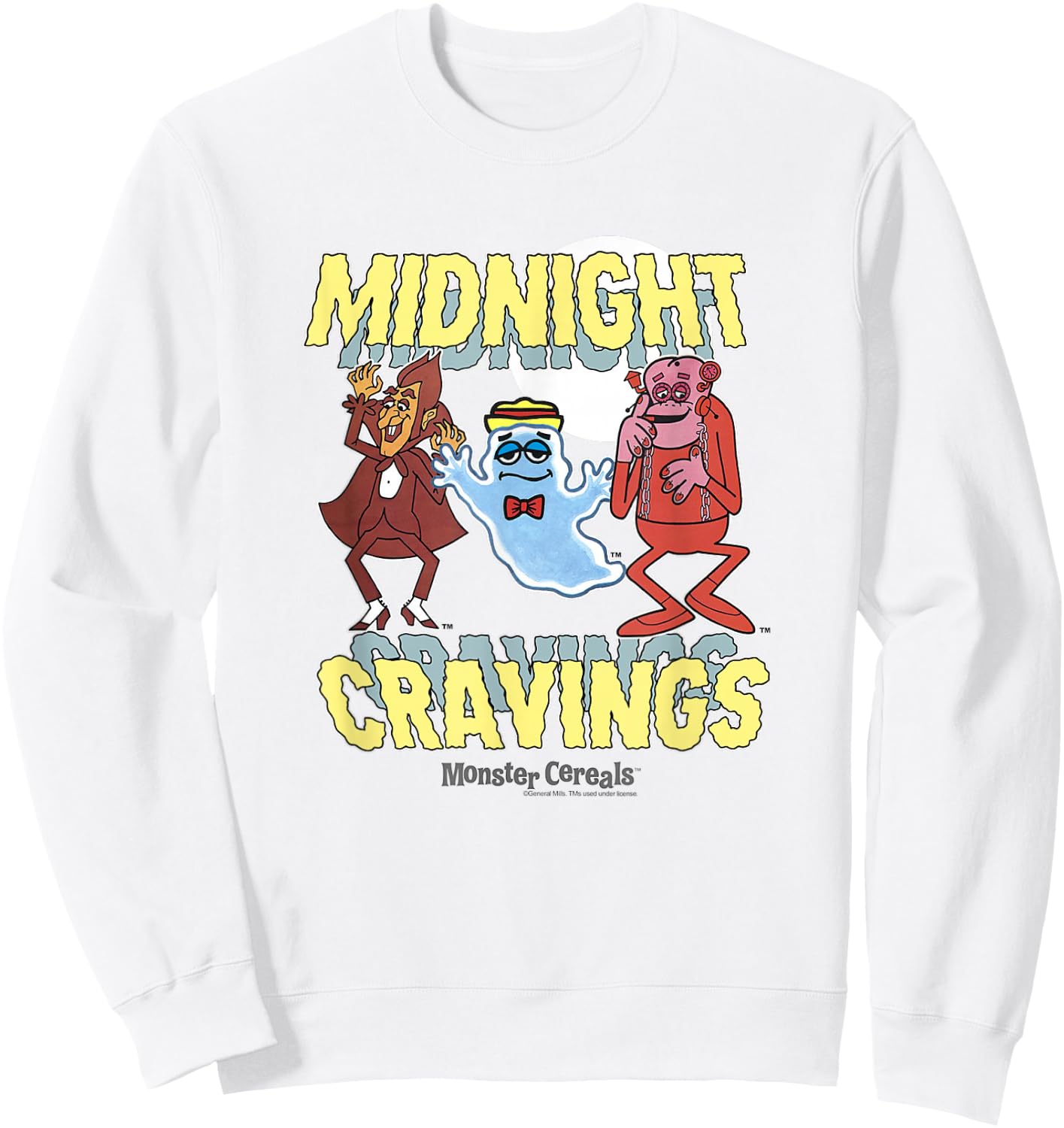 Boo Berry Iconic Midnight Cravings Monster Cereals Big Logo Sweatshirt - Sweatshirt | White