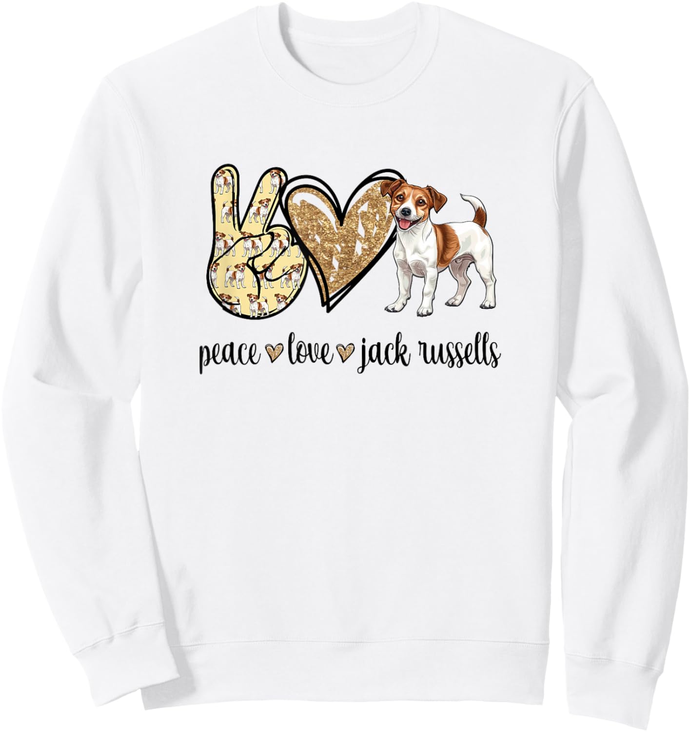 Girls Peace Love JRT Mom Dog Lover Jack Russell Sweatshirt - Sweatshirt | White