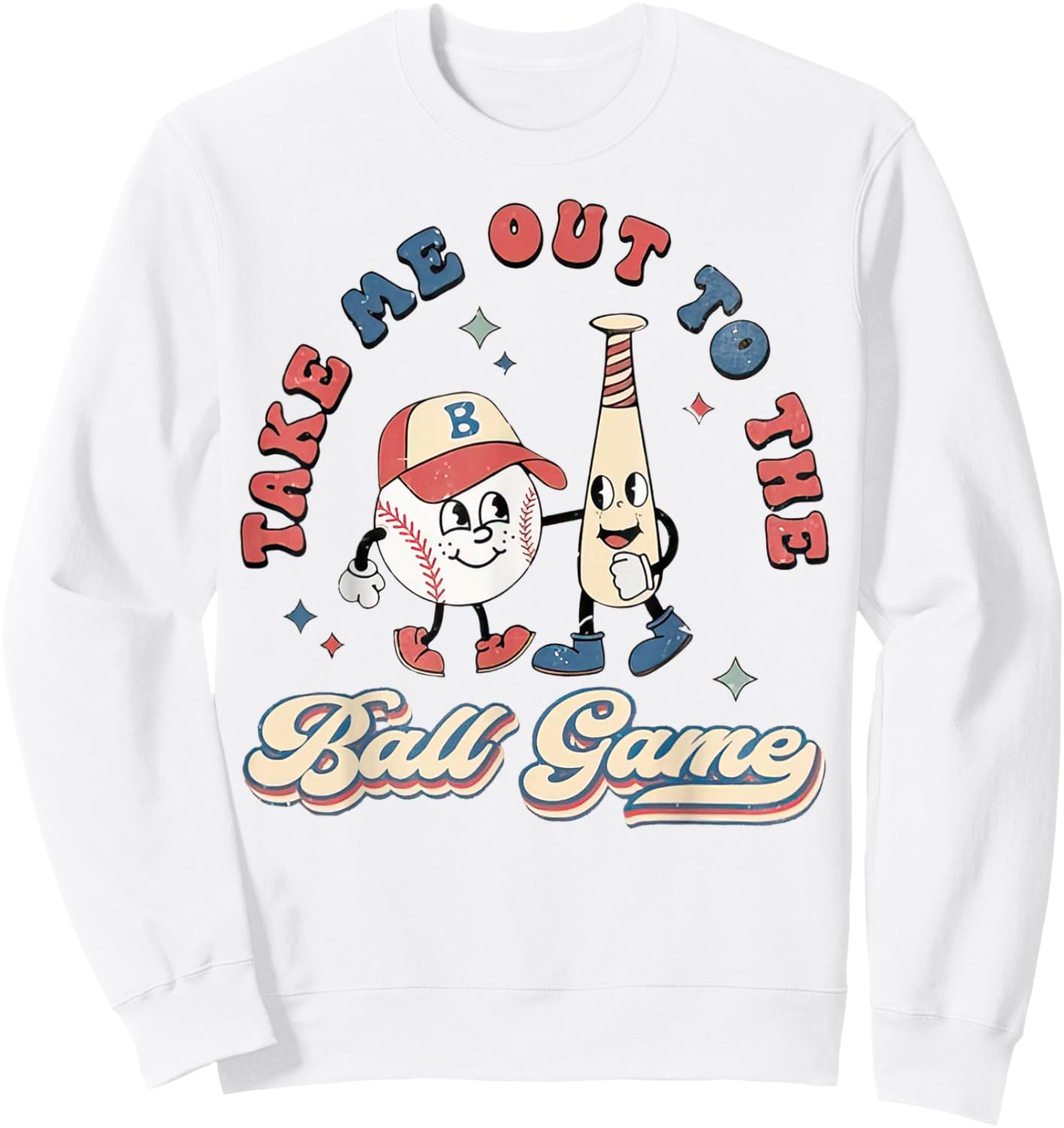 Take Me Out to the Ball Game Retro Baseball Sweatshirt - Sweatshirt | White